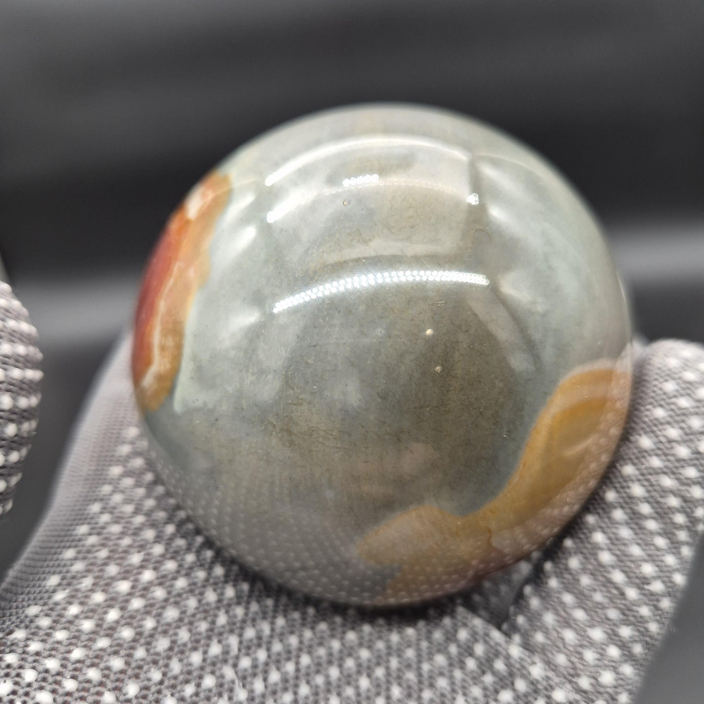 3in (75mm) - 1.4 lbs AAA+ Polychrome Jasper Sphere with 3 Eyes - Madagascar Crystal Sphere - Collector Display Specimen Crystal Hoarder