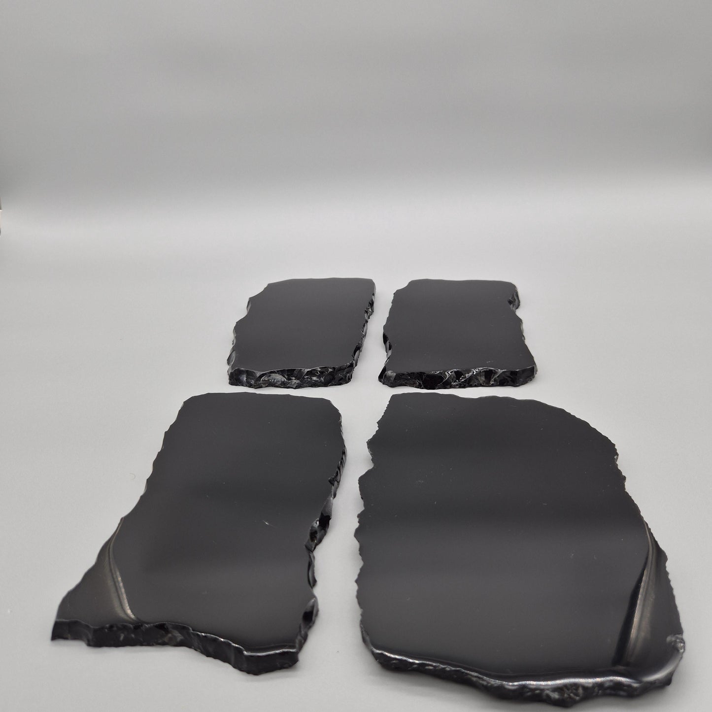 Polished Obsidian Scrying Mirror - Natural Live Edge Volcanic Glass - Black Obsidian Display (1) Mirror - 7 x 4in Crystal Hoarder