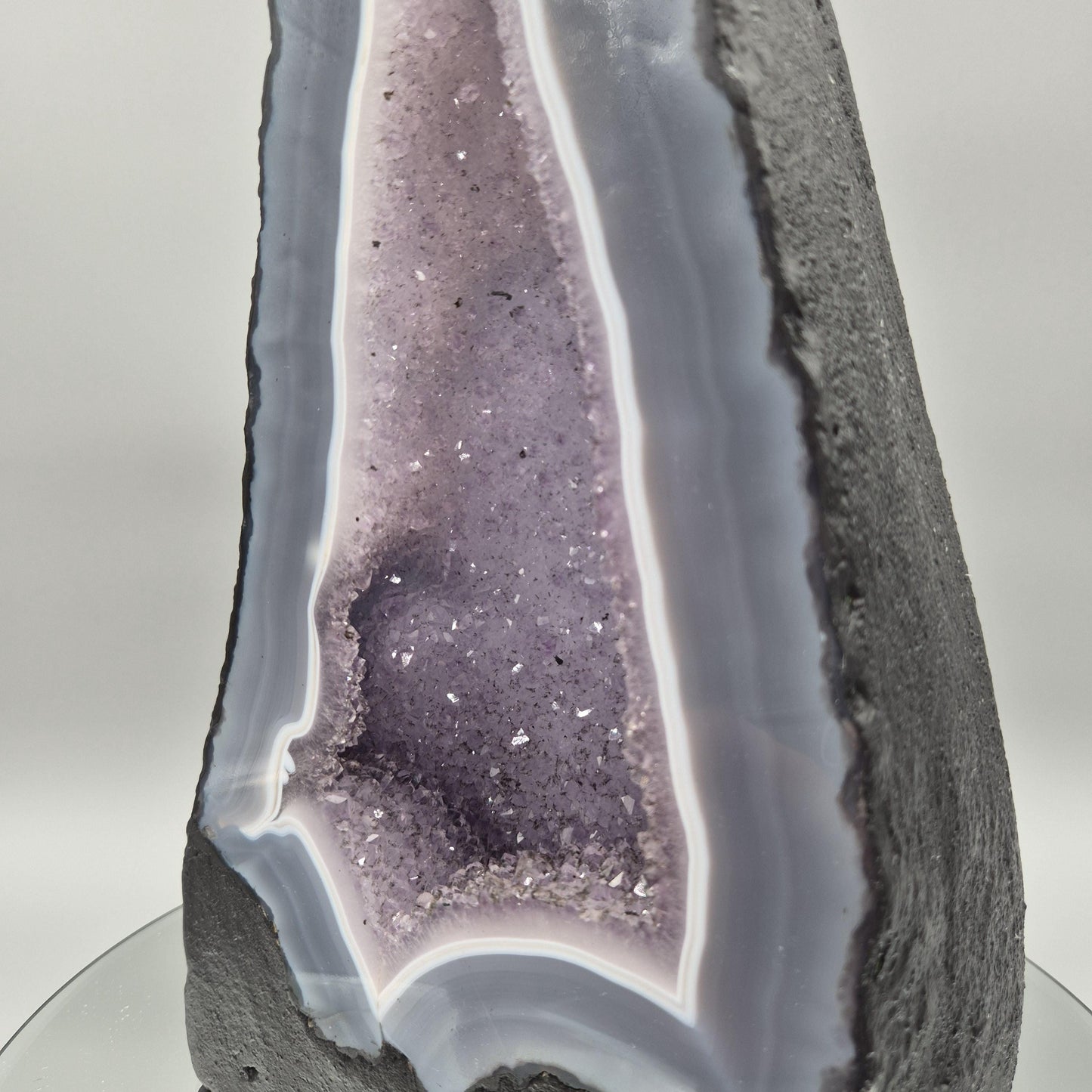 AAA+ Druzy Amethyst Cathedral with Blue Banded Agate | Brazil Amethyst Geode | Large Statement Crystal | Collector Specimen | 19.02 lb Crystal Hoarder