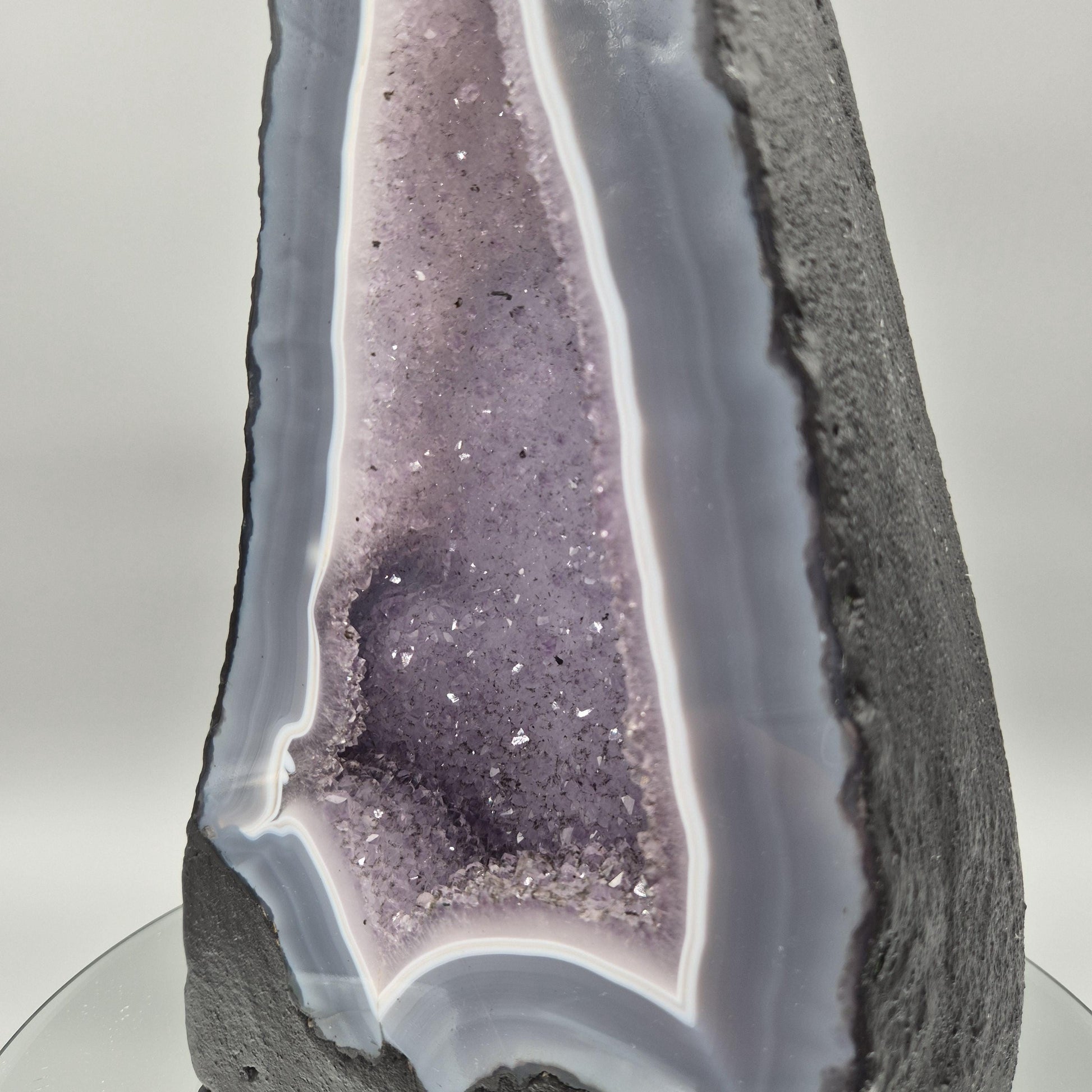 AAA+ Druzy Amethyst Cathedral with Blue Banded Agate | Brazil Amethyst Geode | Large Statement Crystal | Collector Specimen | 19.02 lb Crystal Hoarder