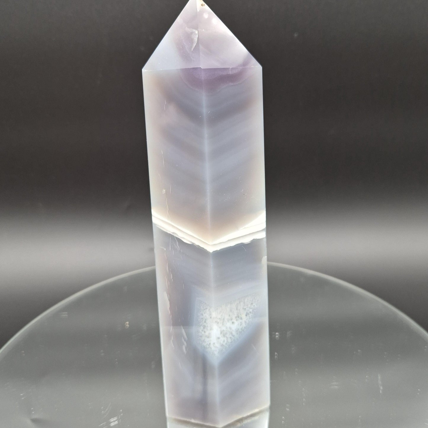 Blue Banded Agate Tower from Brazil – Polished Crystal Point – 3.01 lb 8.5" Display Specimen Crystal Hoarder