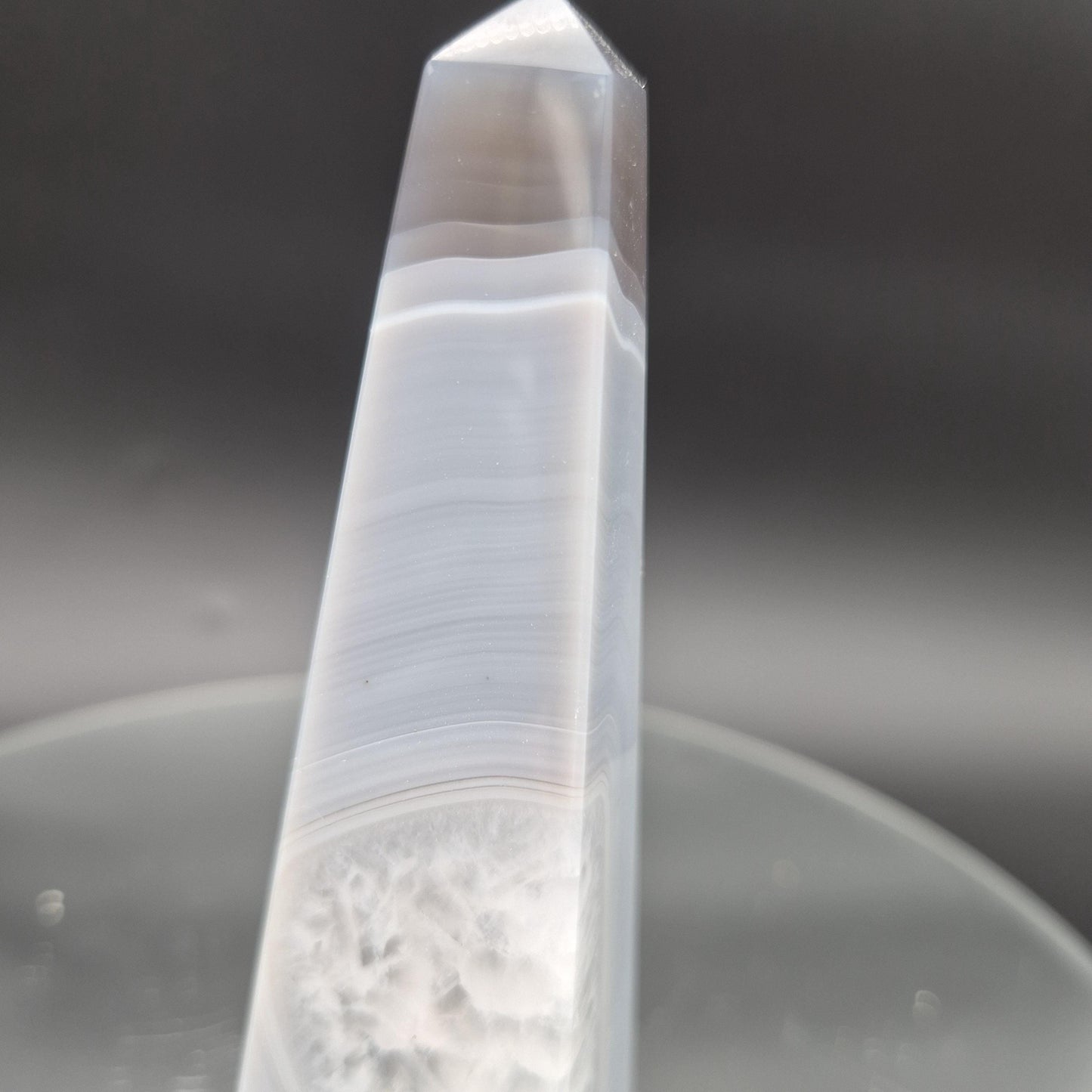 AAA+ Blue Banded Agate Quartz Obelisk Tower | Brazilian Crystal Point | 6.5 Inch Tower | 0.86 lbs Crystal Hoarder