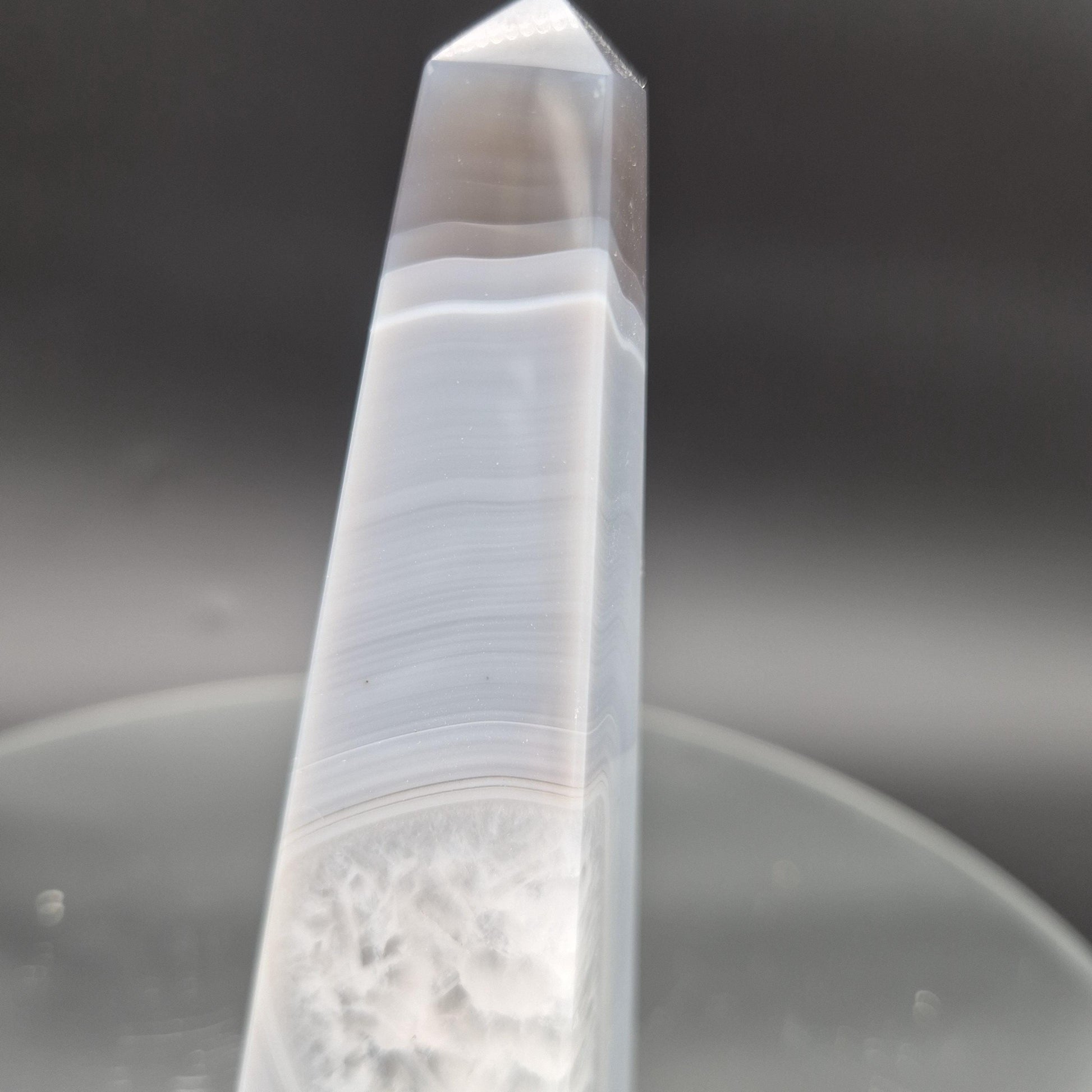 AAA+ Blue Banded Agate Quartz Obelisk Tower | Brazilian Crystal Point | 6.5 Inch Tower | 0.86 lbs Crystal Hoarder