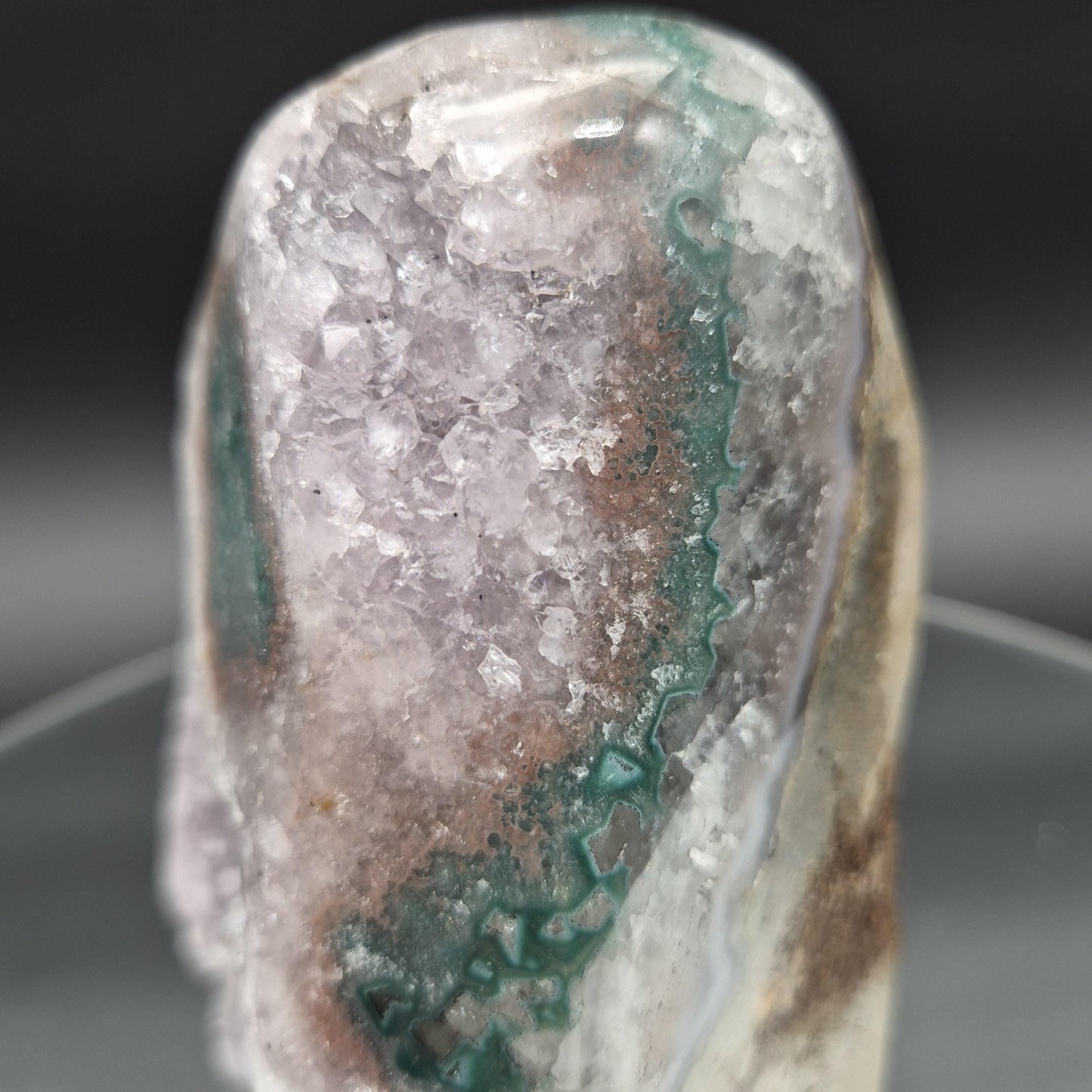 AAA+ Amethyst with Huge Green Jasper Stalactite – Uruguay – 3.05 lb Display Specimen Crystal Hoarder