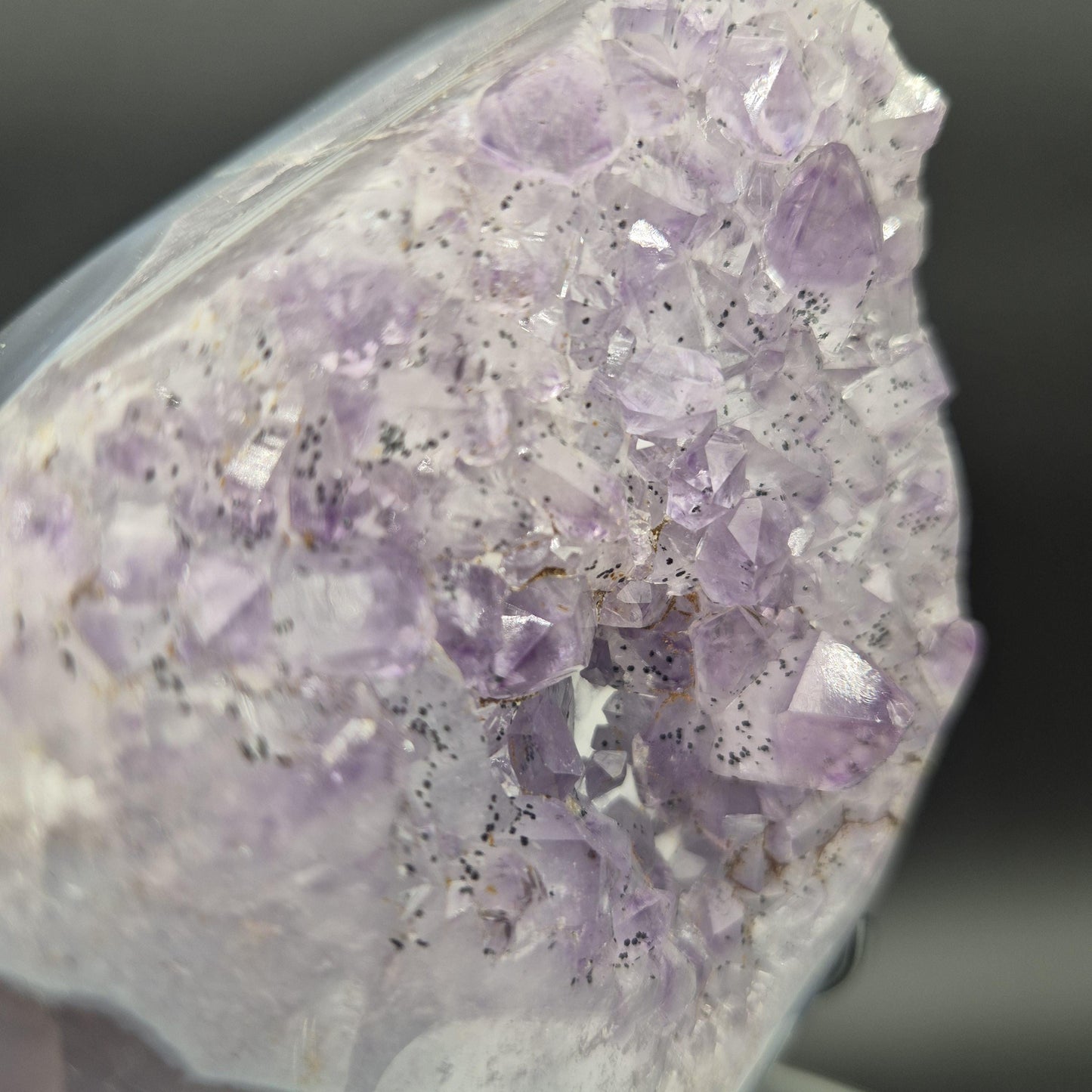 Amethyst with Blue Banded Agate on Stand 5x5x2 2.21 lbs Brazil Crystal Hoarder