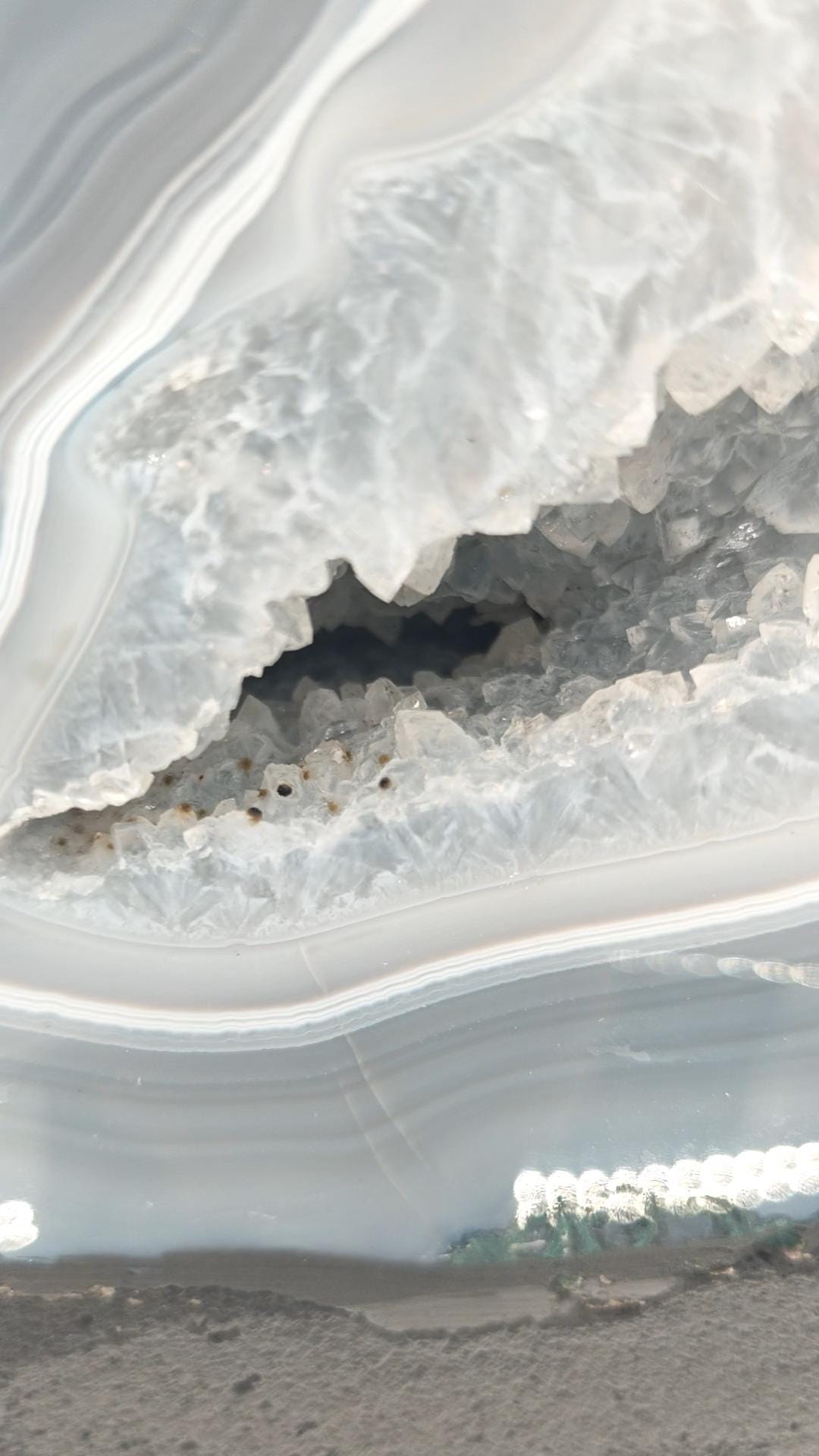 Blue Banded Agate Cathedral with Quartz - 14.53 lbs - Brazilian Agate Geode Display Crystal Hoarder
