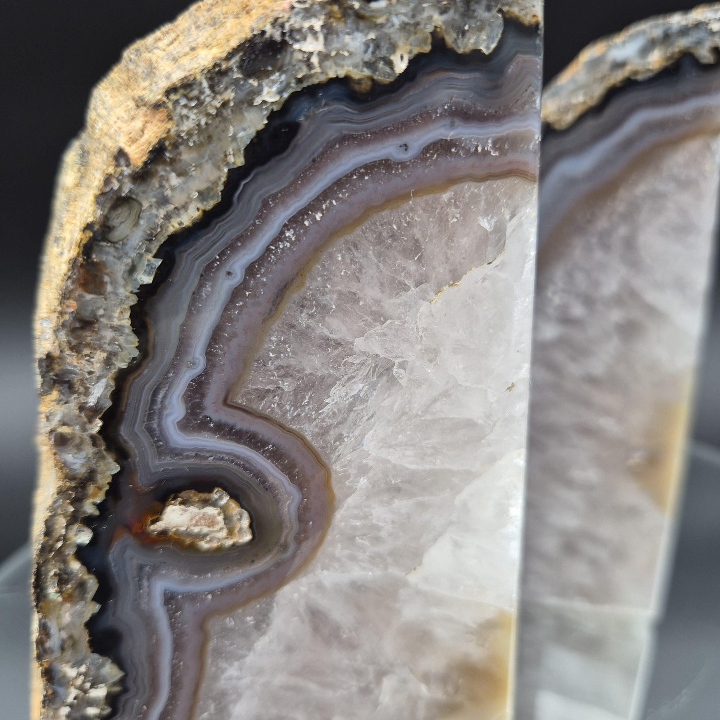 Two in One Blue Banded Agate Bookends with Stalactite Eyes from Brazil 6.46 lbs Crystal Hoarder Crystal Hoarder