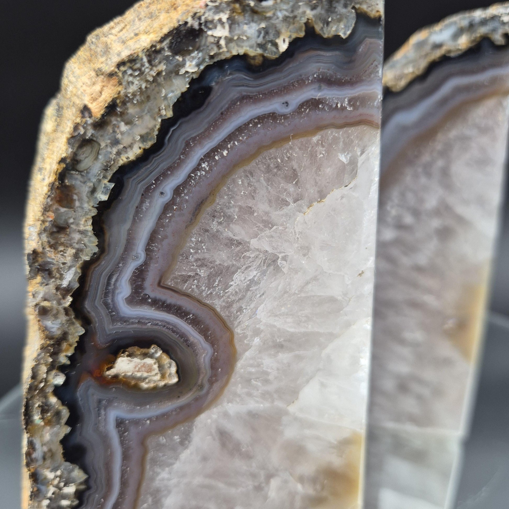 Two in One Blue Banded Agate Bookends with Stalactite Eyes from Brazil 6.46 lbs Crystal Hoarder Crystal Hoarder