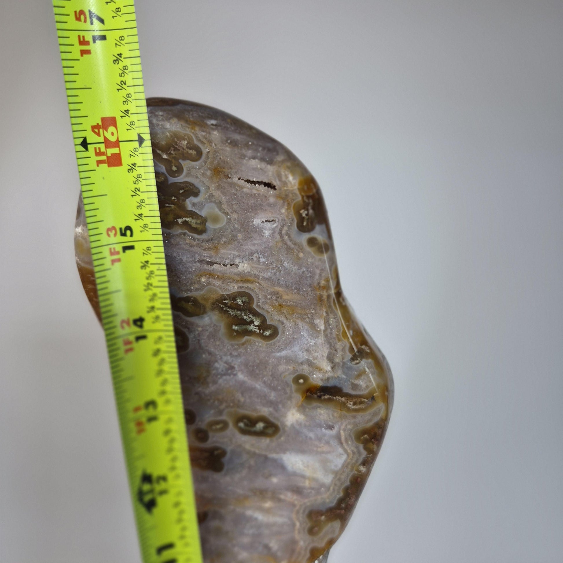Super Rare Agate Slab with Druzy on Stand - 16.5in Tall Statement Crystal, Natural Mineral Display, 3.825 lb Collector Specimen Crystal Hoarder