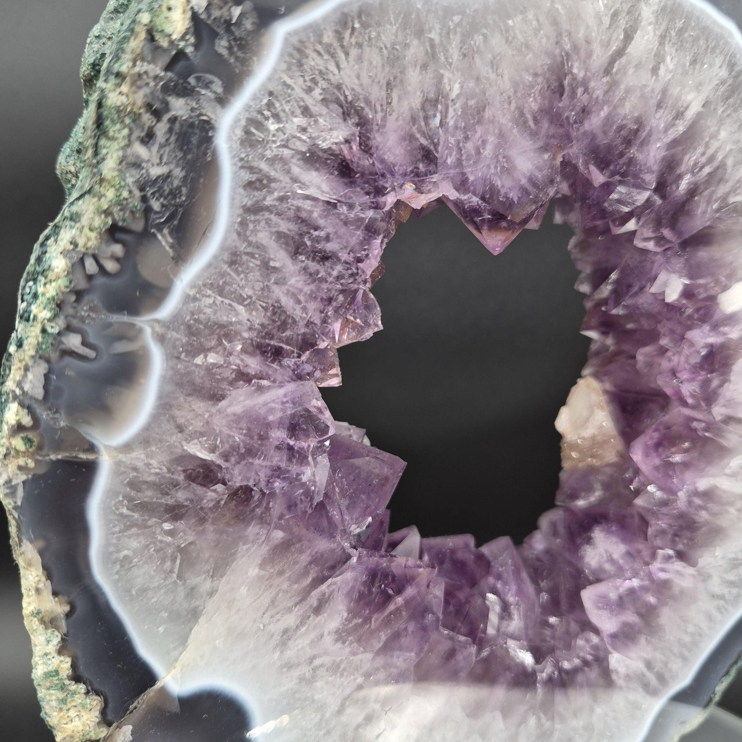 AAA+ Super Rare Amethyst Portal with UV Reactive Calcite Quartz Sugar Hematite Blue Agate Brazil 5.73lbs 10x7x1.5 inches Crystal Hoarder