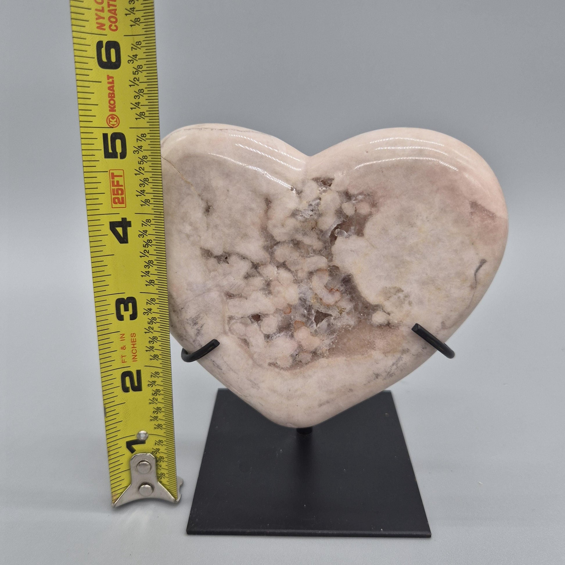 Rare Pink Amethyst Heart with Quartz Center on Stand | Backlit Crystal Display | Brazilian Pink Amethyst | Collector Specimen 1.16 lbs Crystal Hoarder