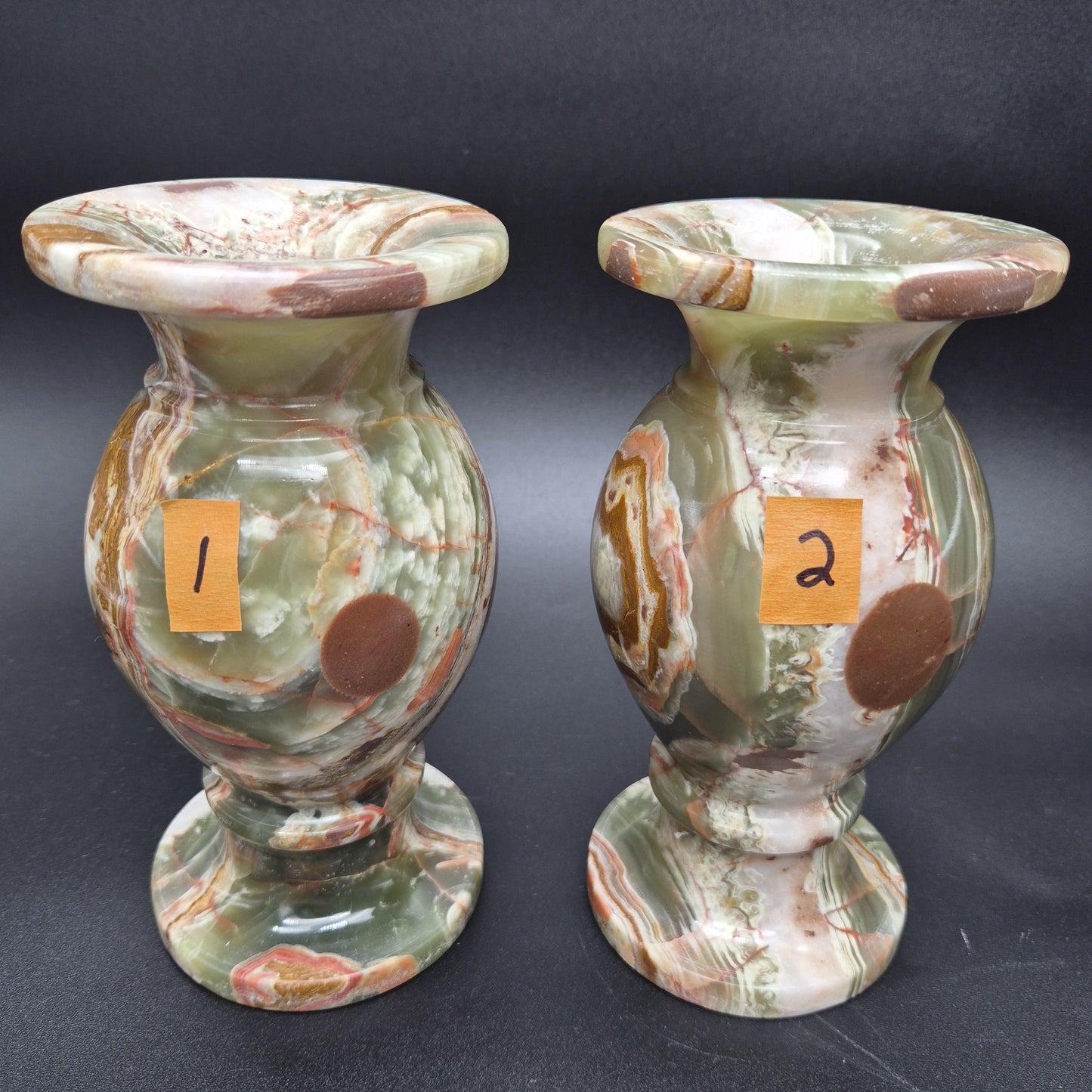 8 inch Polished Green Onyx Vase | Natural Stone Vase |  Hand Carved Onyx Vessel | Choose 1 of 2 | 4.5lbs