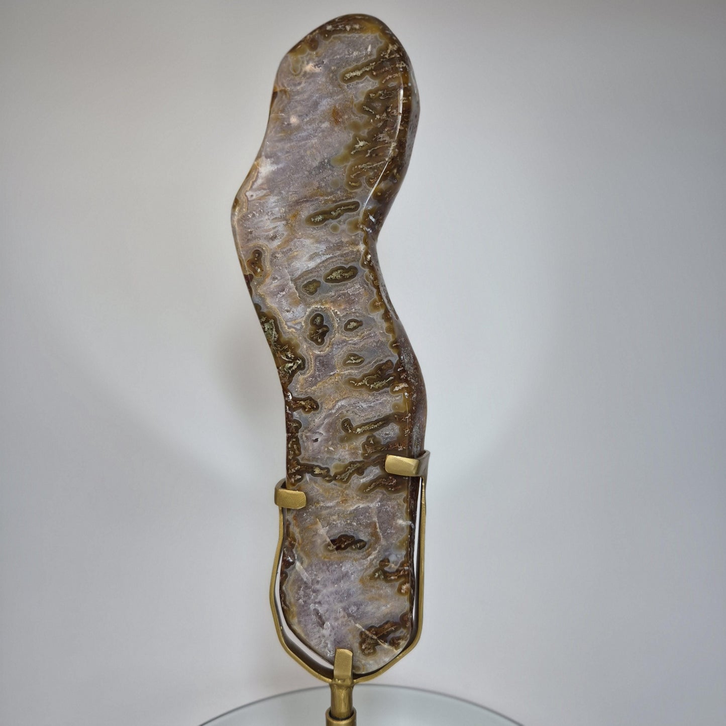 Super Rare Agate Slab with Druzy on Stand - 16.5in Tall Statement Crystal, Natural Mineral Display, 3.825 lb Collector Specimen Crystal Hoarder