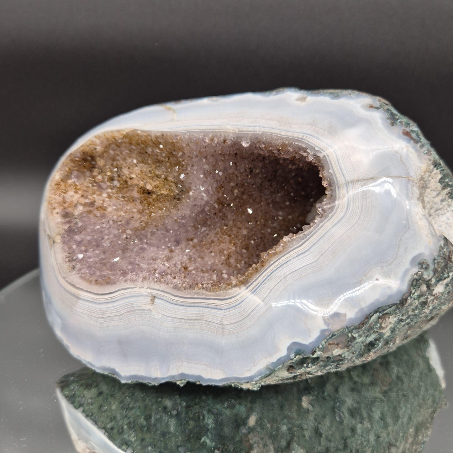 AAA+ Super Rare Amethyst with Multi Color Hematite and Calcite -Rare White Banded Agate Brazil 9x5x5 5.55 lbs Crystal Hoarder