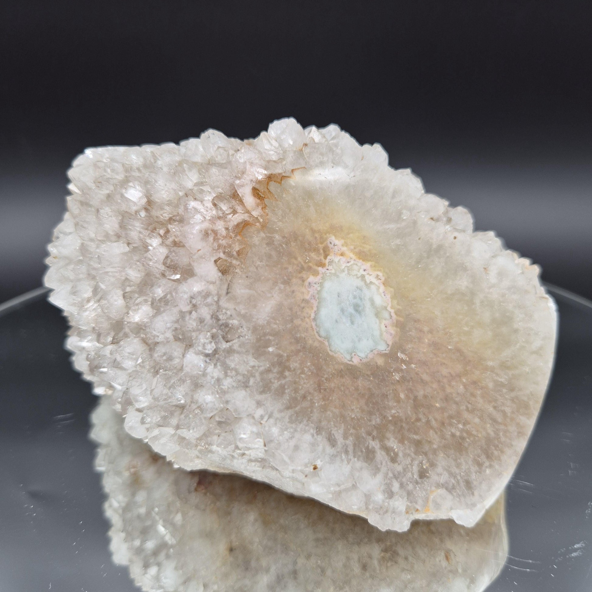 Super Rare Green Pastel Stalactite Eye with Quartz Uruguay 3.53 lbs Crystal Hoarder