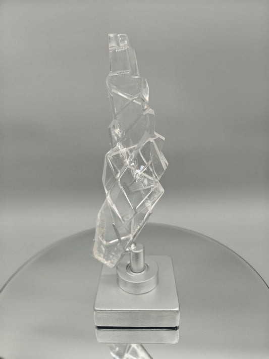 AAA+ Clear Quartz Faceted Art Sculpture - 7 x 4.5in - 1.51 lbs - Polished Quartz Display Crystal Hoarder