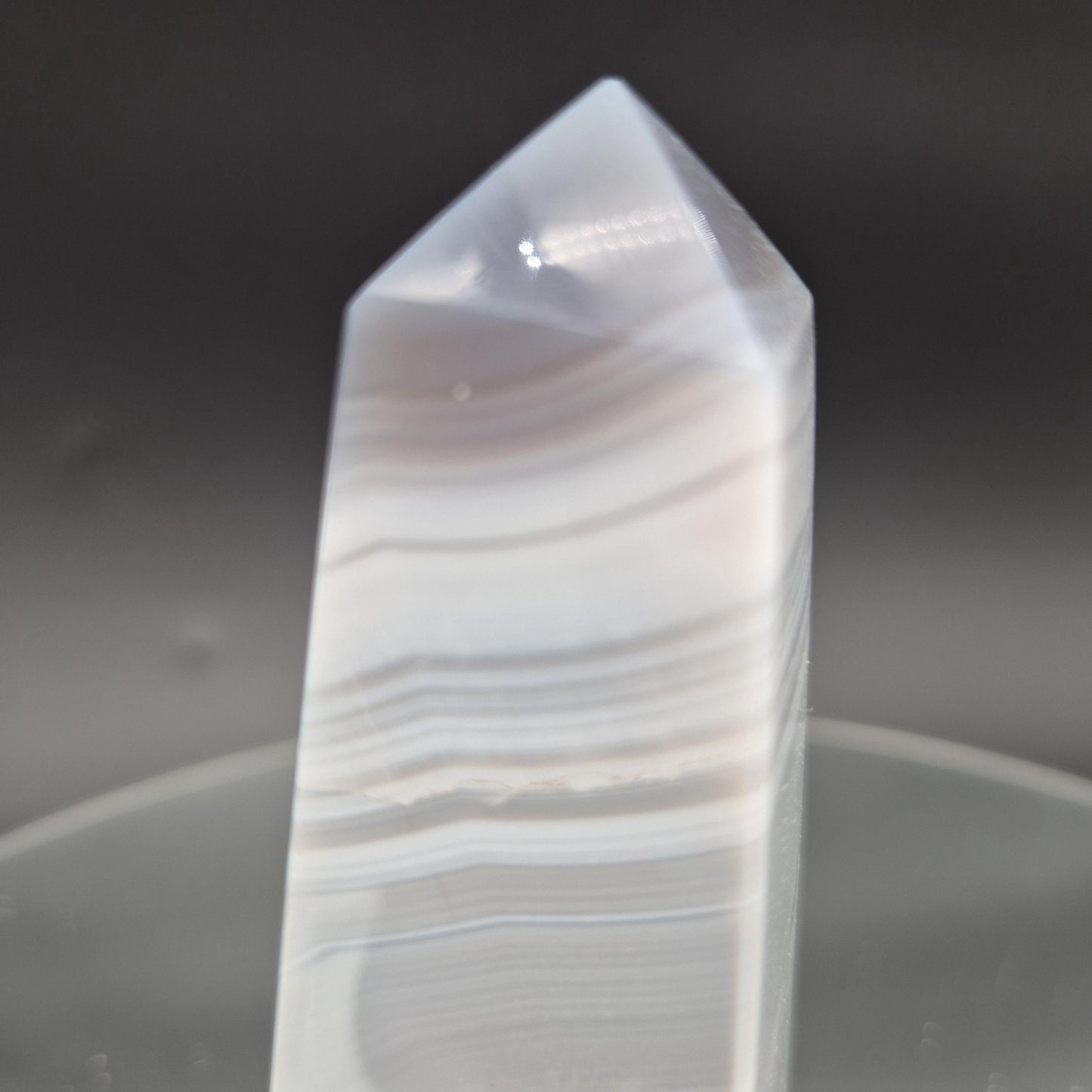 AAA+ Perfect Blue Banded Agate Obelisk Tower | Brazilian Crystal Point | 5 Inch Tower | 0.85 lbs Crystal Hoarder