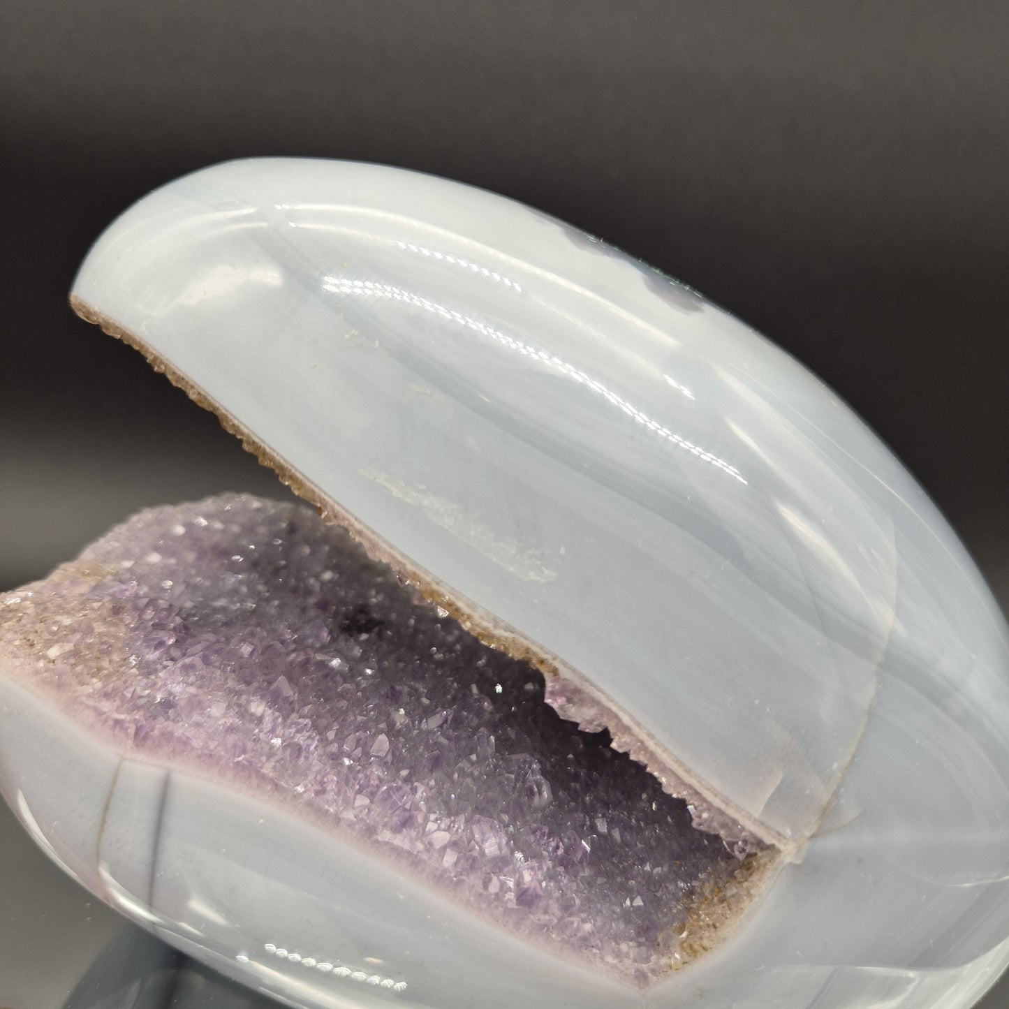 Super Rare One of a Kind Galaxy Amethyst with Hematite Baby Blue Agate 6x4x3 5.05 lbs Brazil Crystal Hoarder