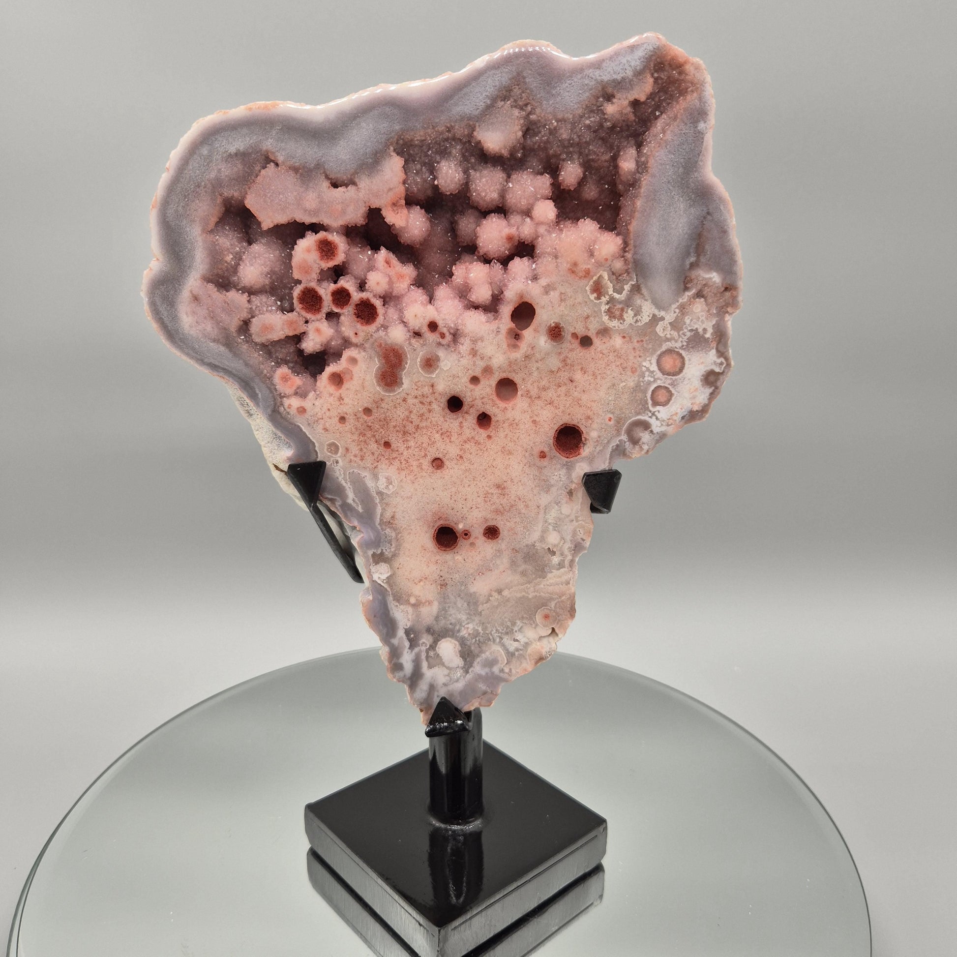 AAA+ Pink Druzy Amethyst with Deep Red Orbital & Bubble Formations | Rare Blue Agate Inclusion | Brazilian Statement Crystal Crystal Hoarder