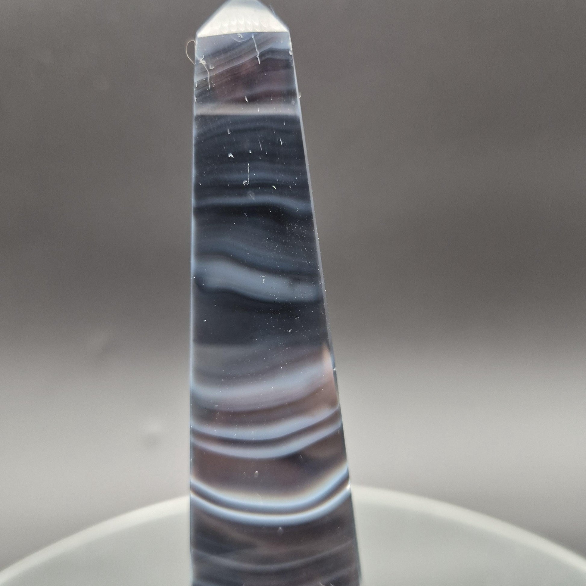 AAA+ Perfect Black & White Agate Obelisk Tower | Brazilian Crystal Point | 7 Inch Tower | 1.0 lb Crystal Hoarder