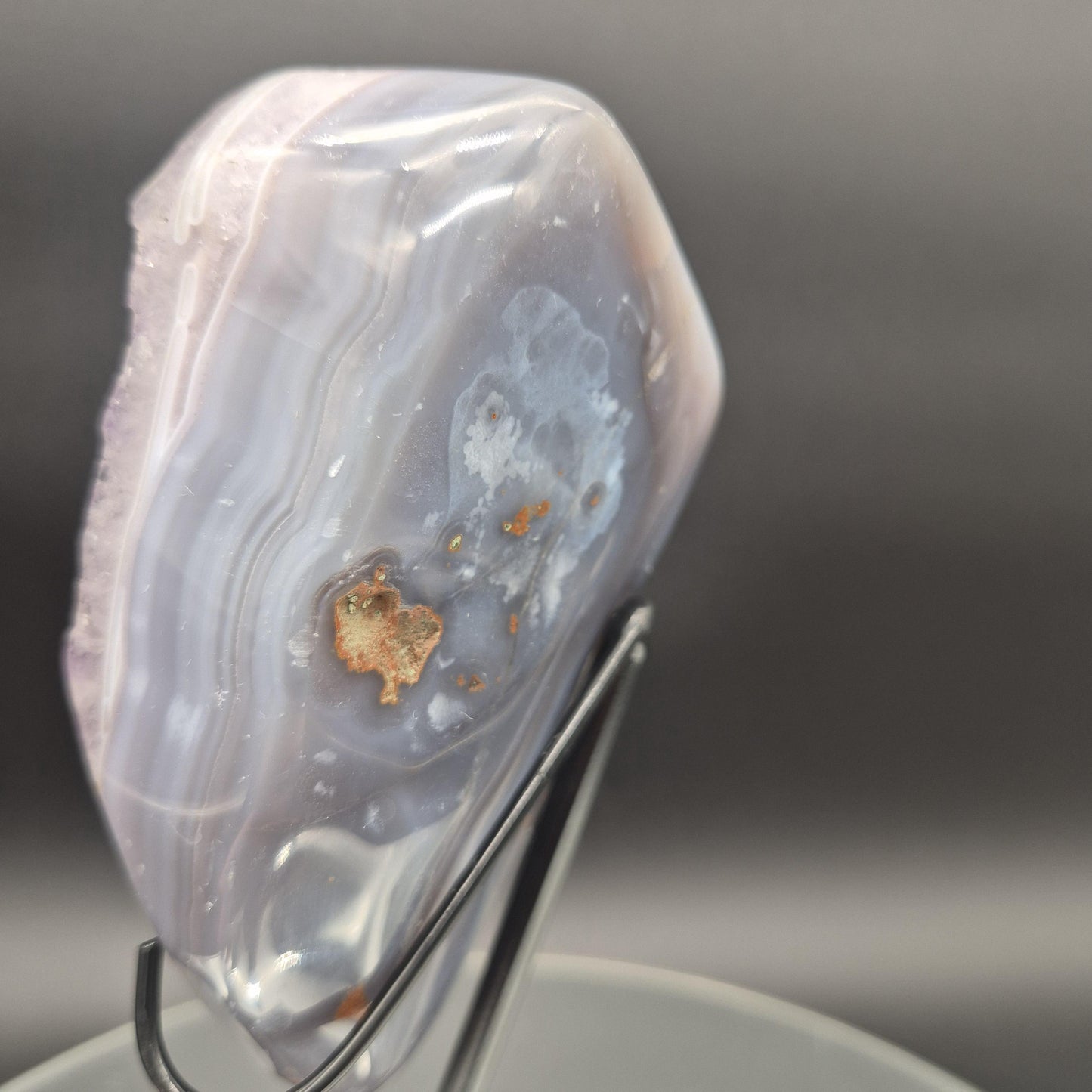 Amethyst with Blue Banded Agate on Stand 5x5x2 2.21 lbs Brazil Crystal Hoarder