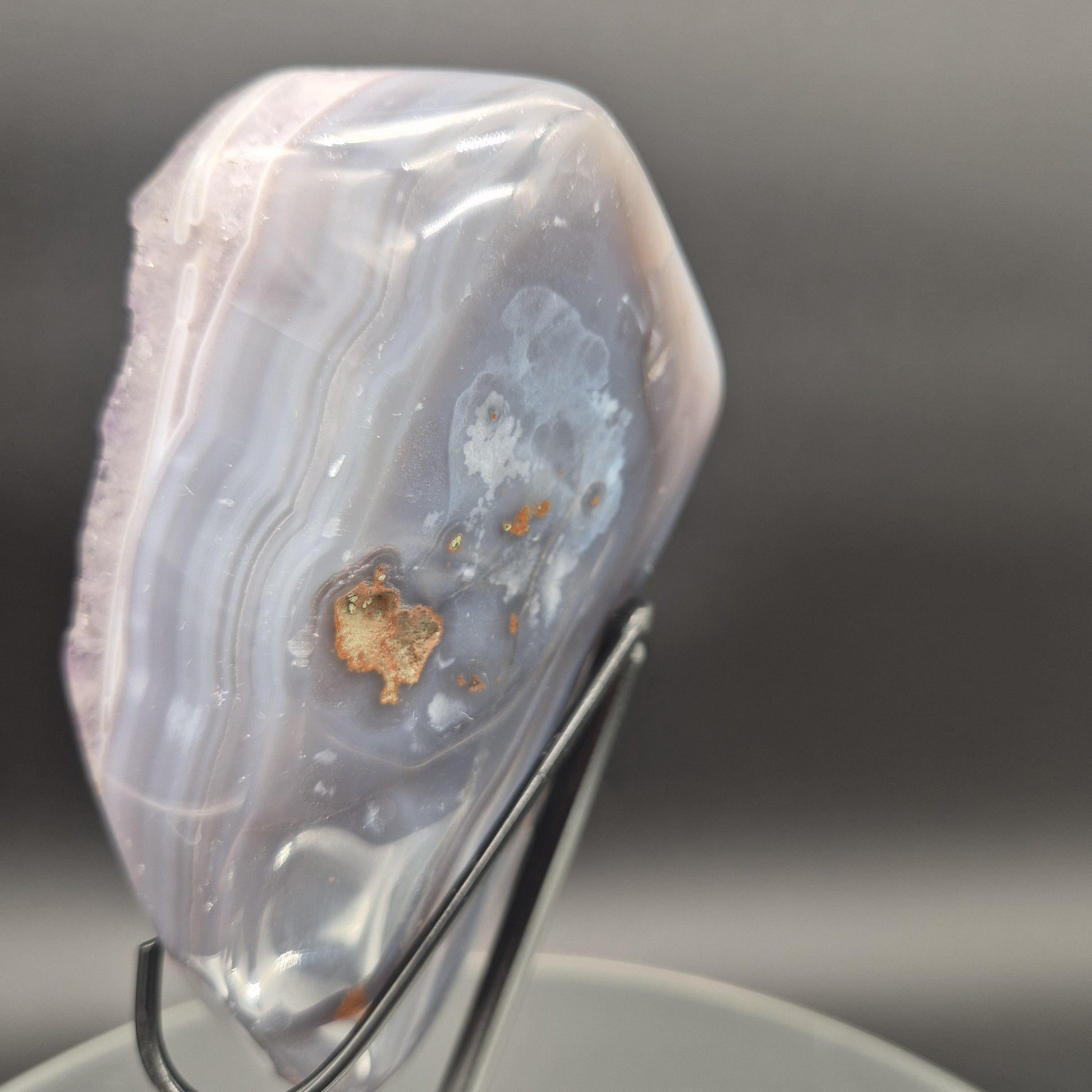 Amethyst with Blue Banded Agate on Stand 5x5x2 2.21 lbs Brazil Crystal Hoarder
