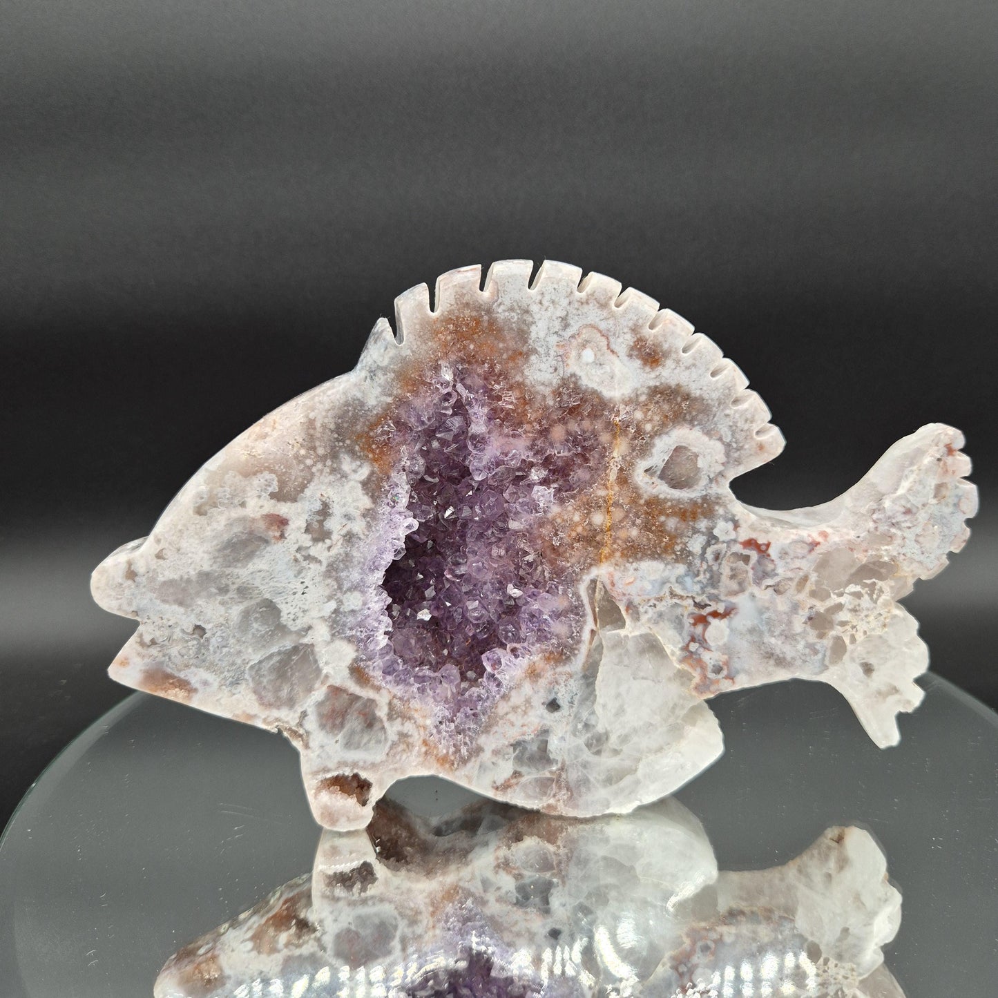 AAA+ Pink and Purple Amethyst Fish Polished Brazil - 8.5x5.5x1 - 2.89 lbs Crystal Hoarder