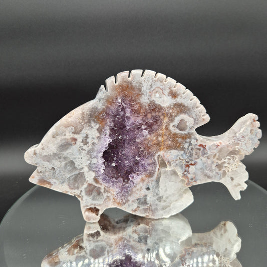 AAA+ Pink and Purple Amethyst Fish Polished Brazil - 8.5x5.5x1 - 2.89 lbs Crystal Hoarder