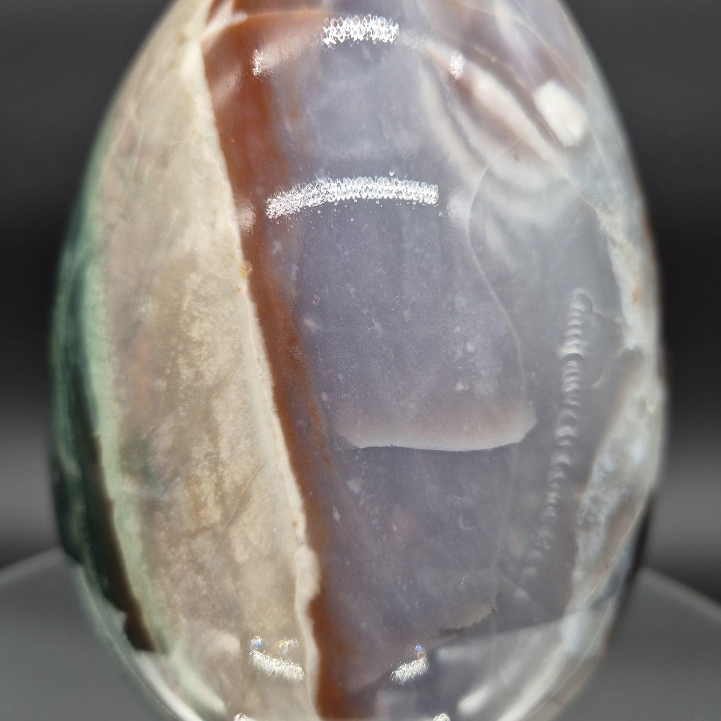 6.5 x 4.5 in Huge Ocean Jasper Egg - 7.04 lbs - Rare Purple & Green Stripes - Collector Grade Natural Stone Specimen Crystal Hoarder