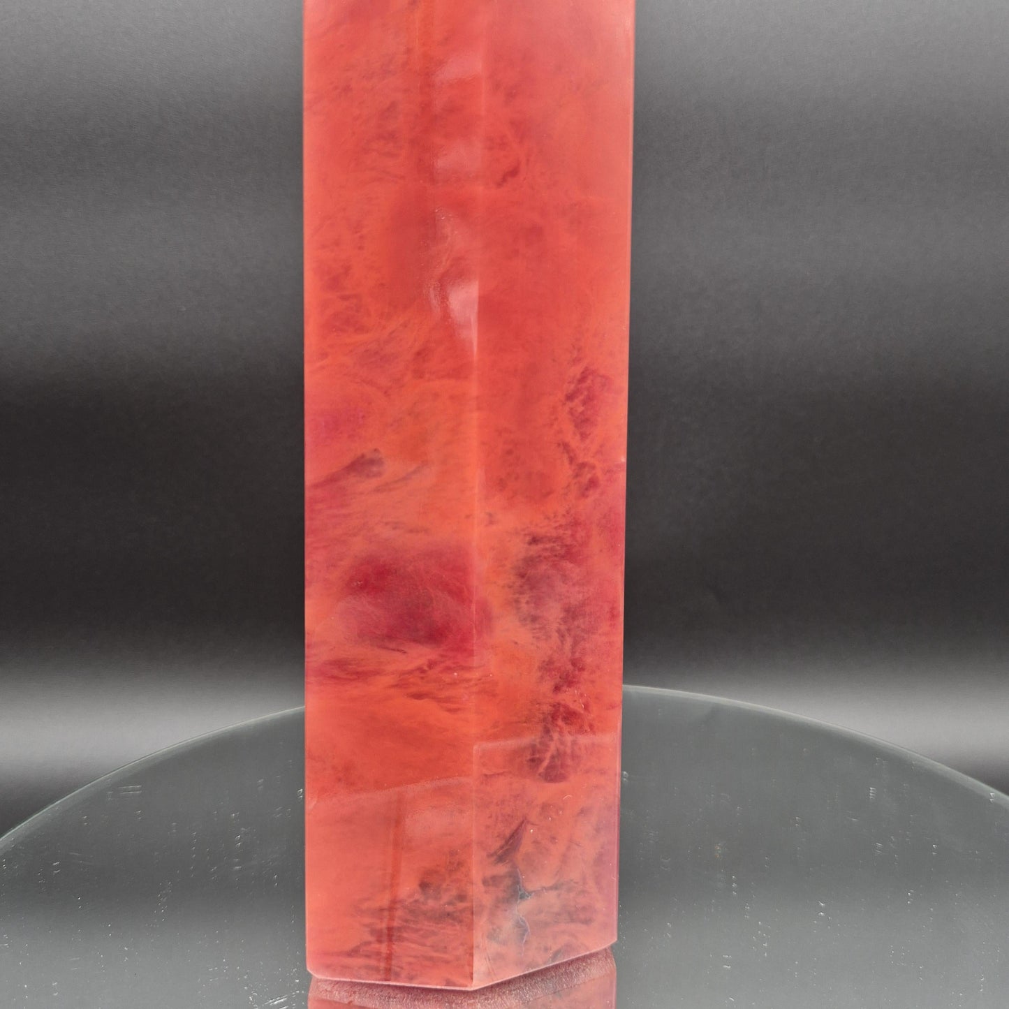 Huge Red Quartz Tower - Man Made Smelted Quartz - 6.11 lbs - 17.5in x 3in - Polished Crystal Point Statement Piece Crystal Hoarder