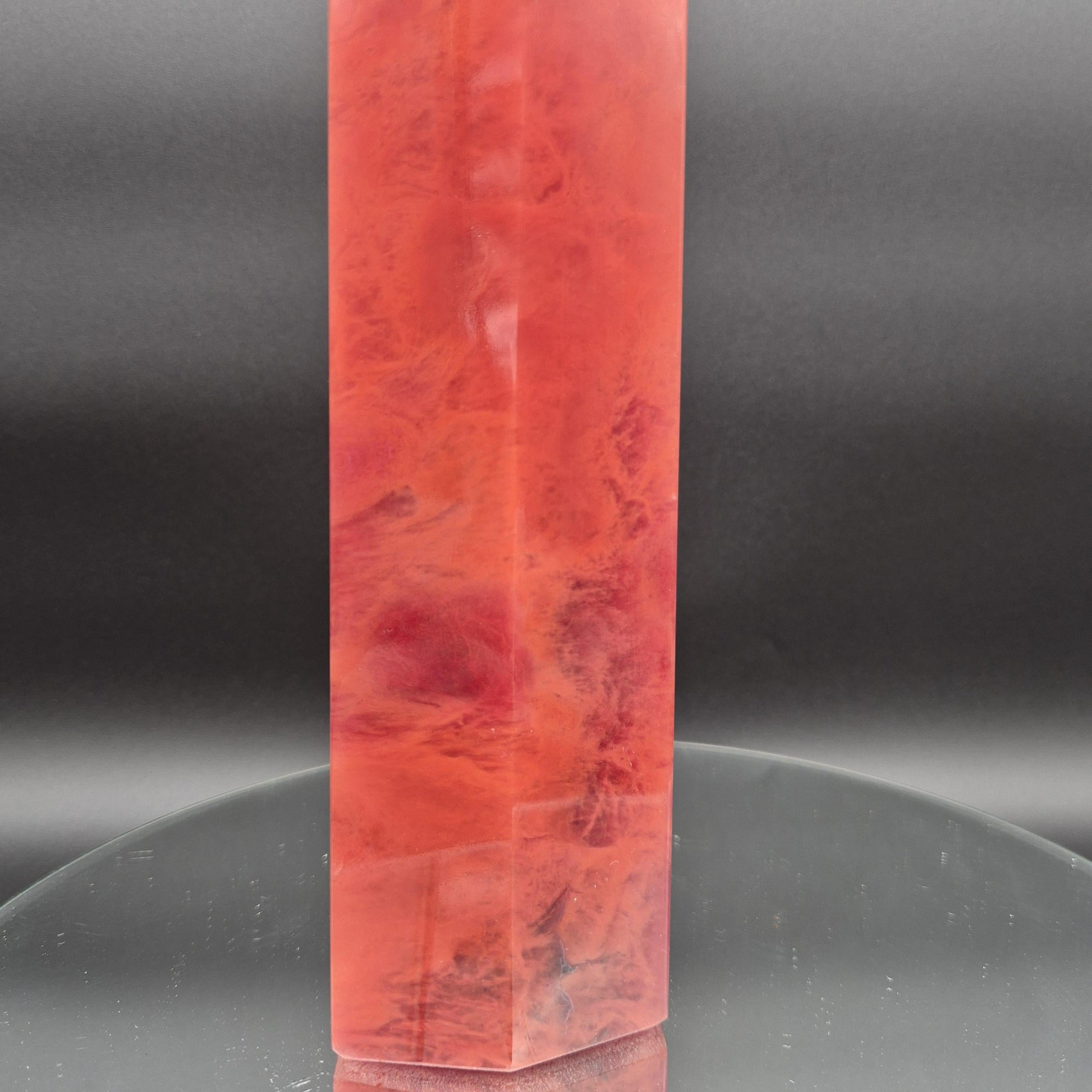 Huge Red Quartz Tower - Man Made Smelted Quartz - 6.11 lbs - 17.5in x 3in - Polished Crystal Point Statement Piece Crystal Hoarder