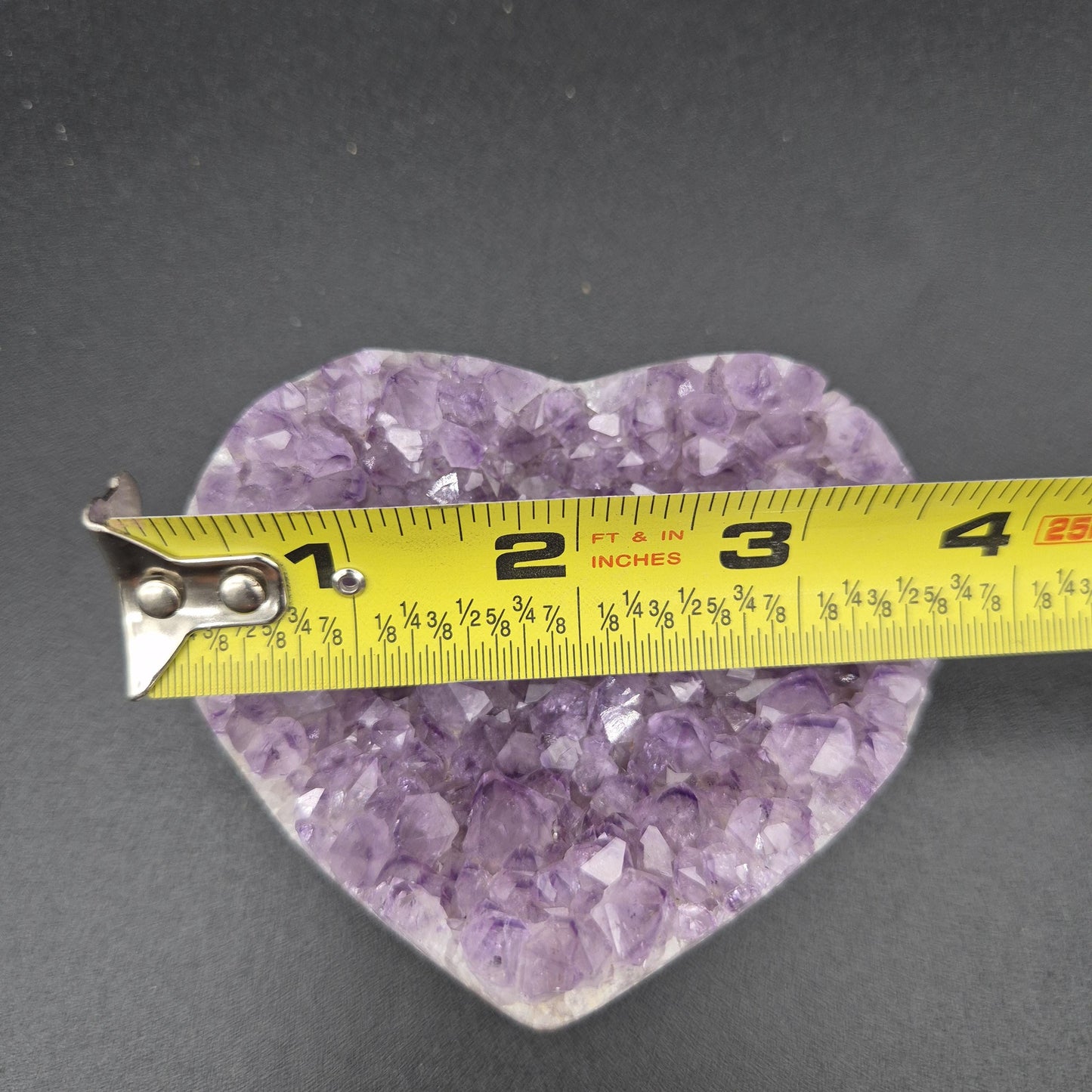 Amethyst Heart with Pink Banding - Uruguay Crystal Specimen - 3.75 x 3in - 1.12 lbs - Polished Collector Display Crystal Hoarder
