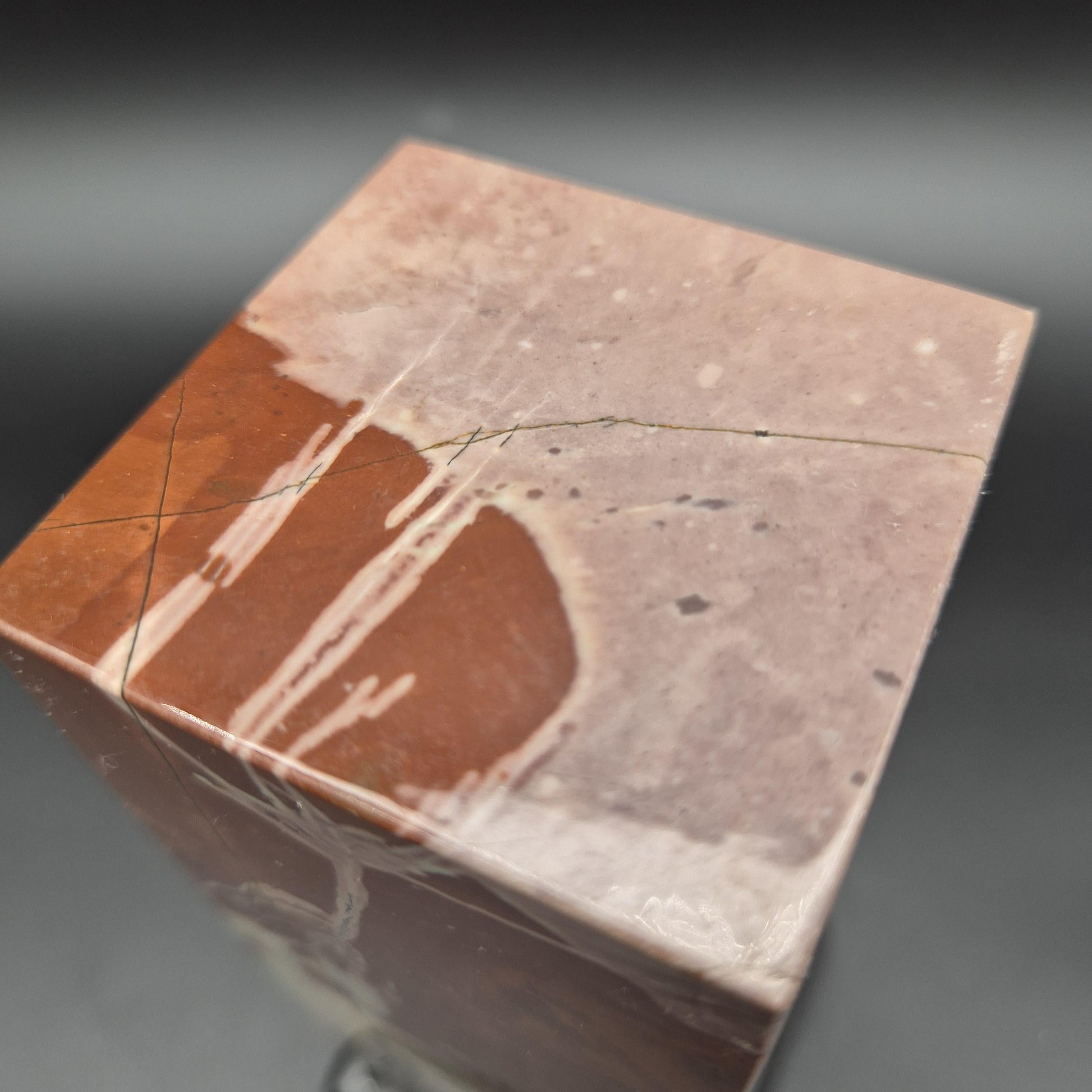 AAA+ Picture Jasper on Wood Base | Vibrant Red & Gray Natural Scenic Stone Display | 3.58 lbs Crystal Hoarder