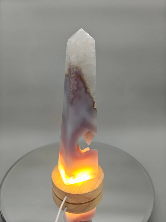 One-of-a-Kind Druzy Agate Tower - Floating Cutout Formation | Natural Crystal Point | 2.34 lbs | Optional Lighted Display Base Crystal Hoarder