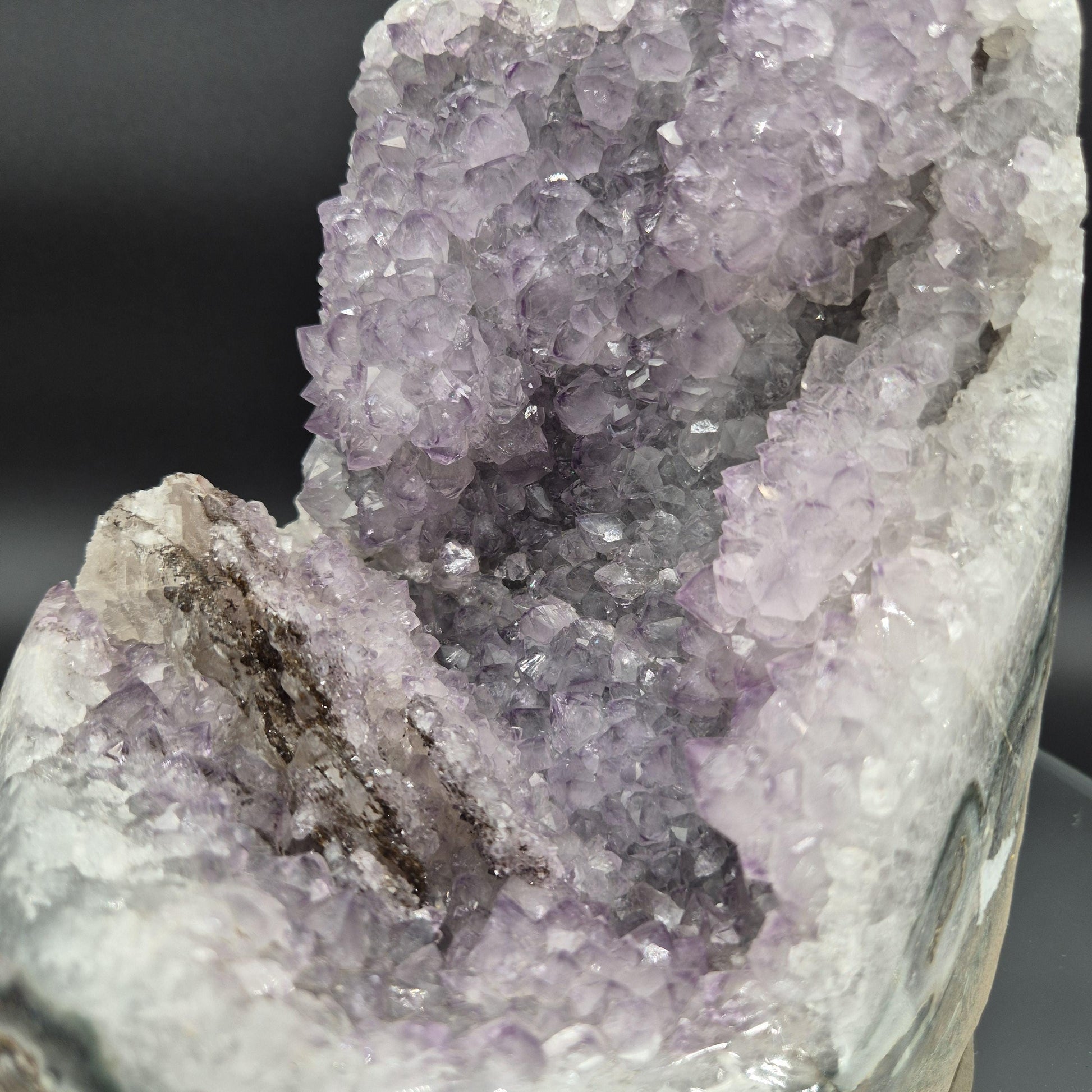 Amethyst with Calcite and Sugar Hematite Brazil Crystal Cluster 9.32 lb 6.5x6.5x6.5 Mineral Specimen Display Crystal Hoarder