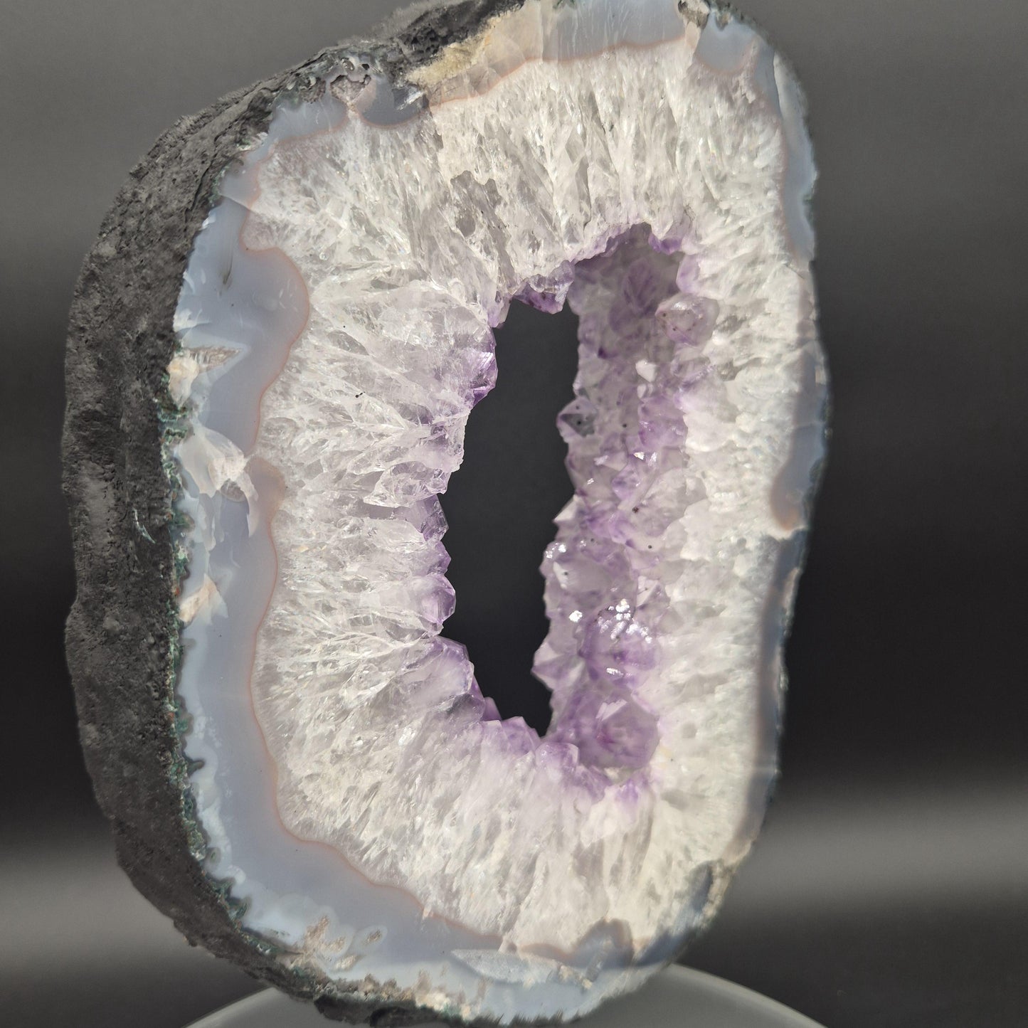 Amethyst Portal with Blue and Pink Agate Brazil 12x6.5x1.5 5.75 lbs Crystal Hoarder