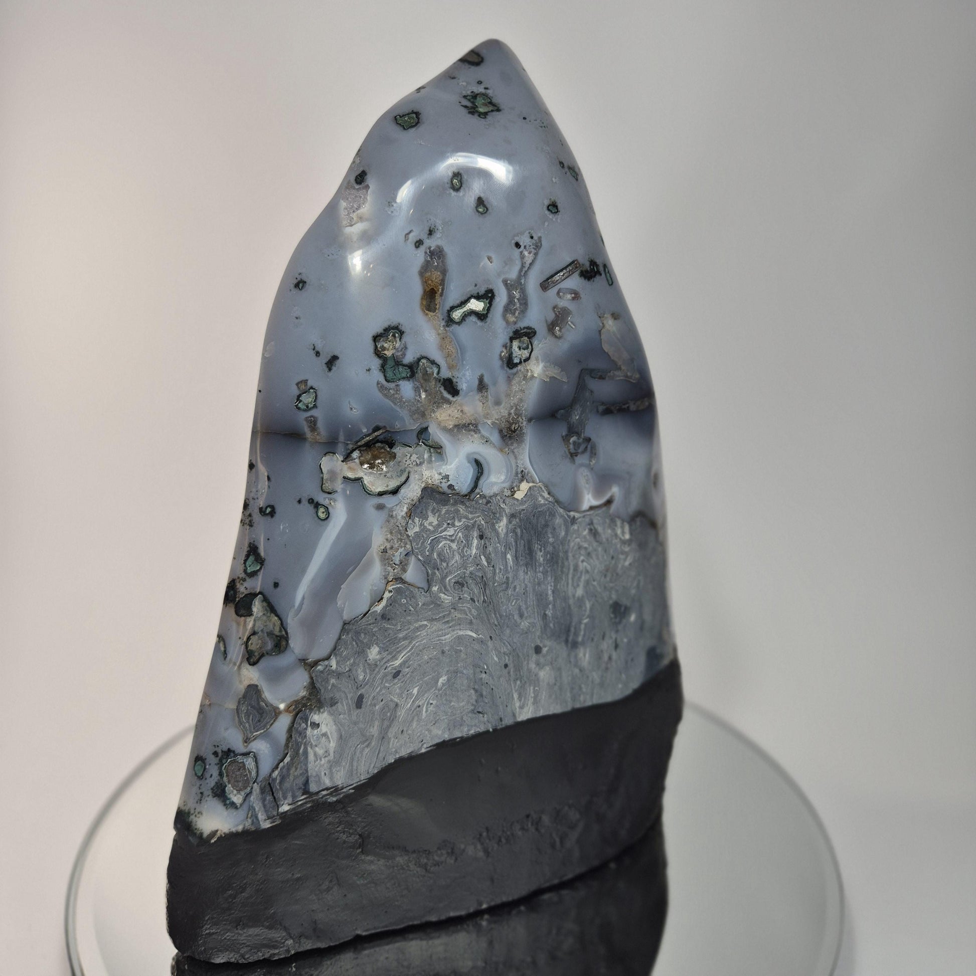 Galaxy Amethyst Druzy Cathedral with Blue Banded Agate Crystal Hoarder