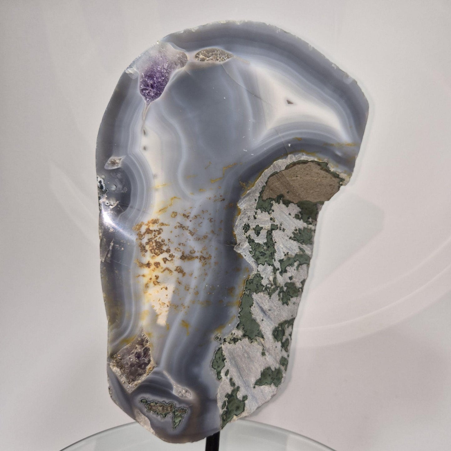 Amethyst Statement Piece with Blue Banded Agate - Brazil Crystal Hoarder