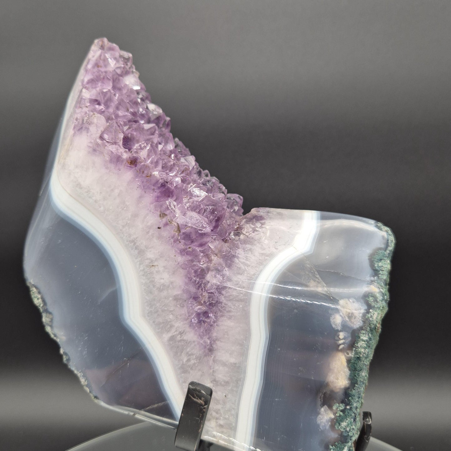Amethyst with Blue Banded Agate on Stand Brazil 10x6x2 4.06 lbs Crystal Hoarder