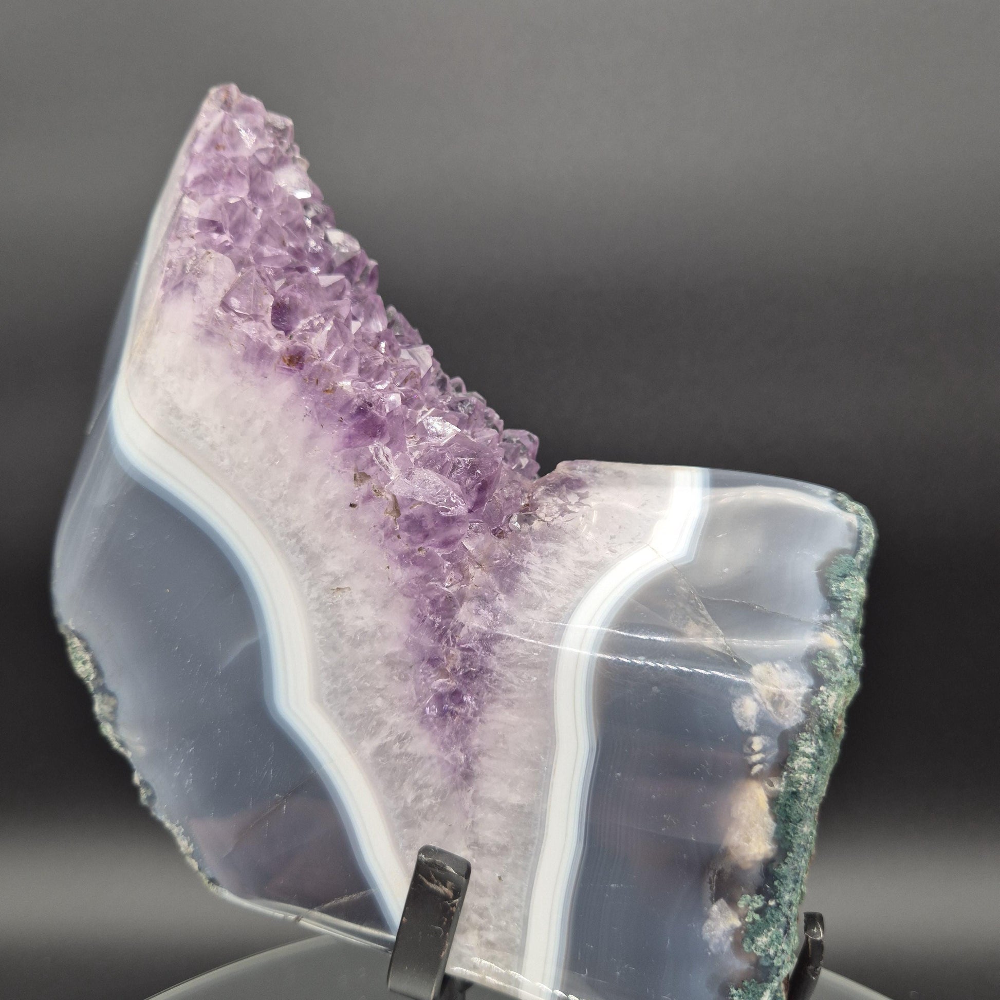Amethyst with Blue Banded Agate on Stand Brazil 10x6x2 4.06 lbs Crystal Hoarder