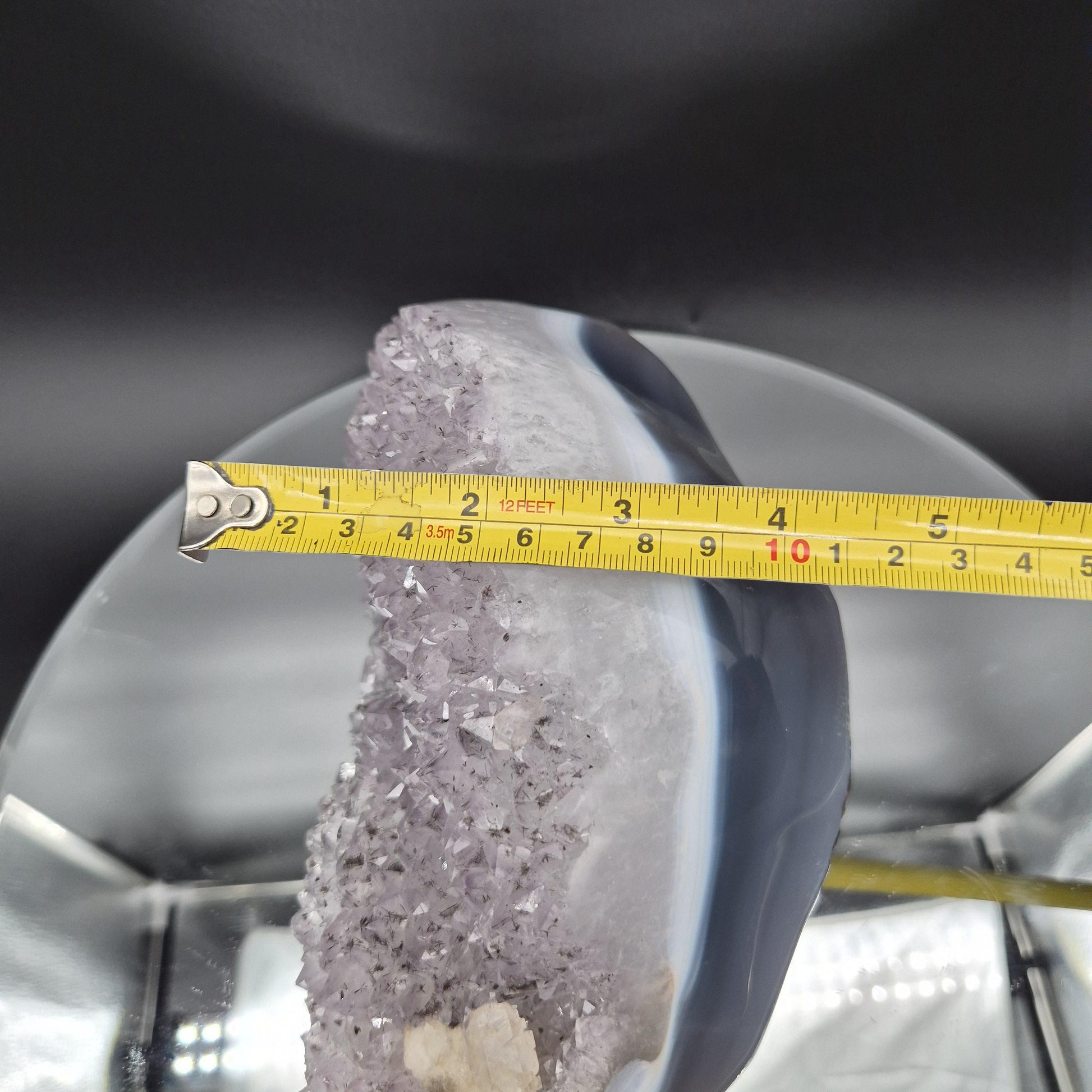 AAA+ Druzy Amethyst with UV Reactive Calcite Black Hematite Blue Banded Agate Freeform 4.58 lbs 7.5x4x3 Brazil Crystal Hoarder