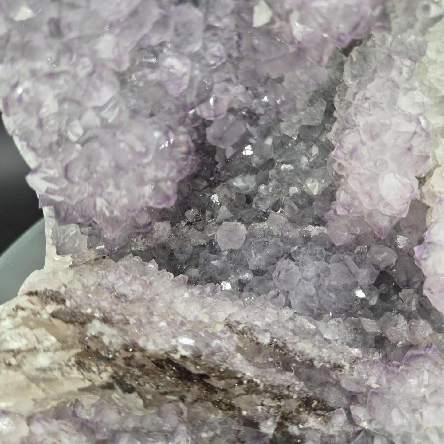 Amethyst with Calcite and Sugar Hematite Brazil Crystal Cluster 9.32 lb 6.5x6.5x6.5 Mineral Specimen Display Crystal Hoarder