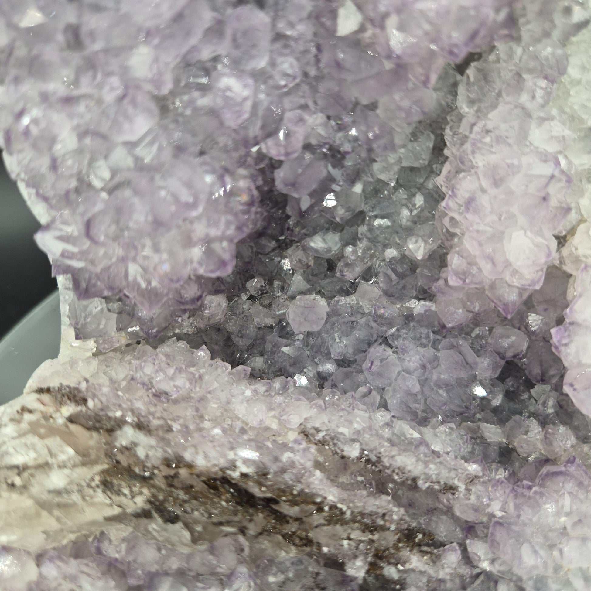 Amethyst with Calcite and Sugar Hematite Brazil Crystal Cluster 9.32 lb 6.5x6.5x6.5 Mineral Specimen Display Crystal Hoarder
