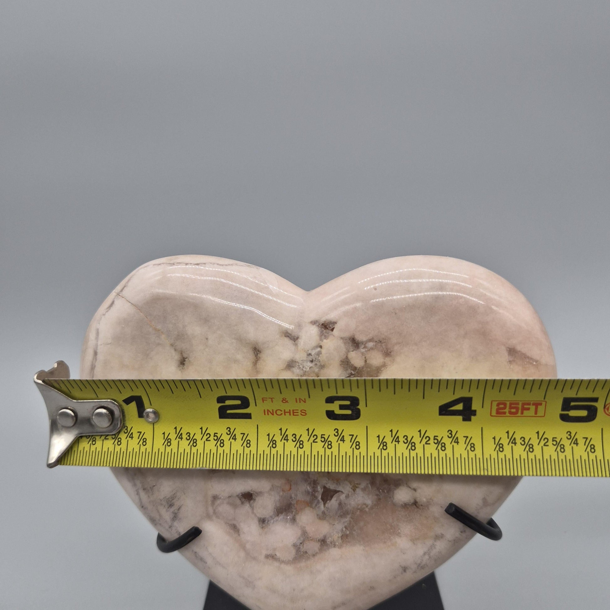 Rare Pink Amethyst Heart with Quartz Center on Stand | Backlit Crystal Display | Brazilian Pink Amethyst | Collector Specimen 1.16 lbs Crystal Hoarder