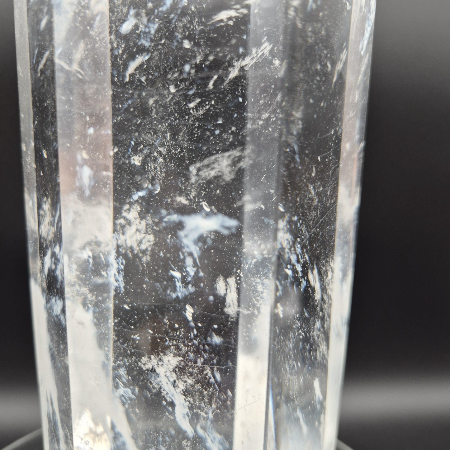 17.5in, 11.65 lbs- Clear Smelt Quartz Tower with White Cloud Inclusions - Man Made Quartz Obelisk - Optional LED Light Base Crystal Hoarder