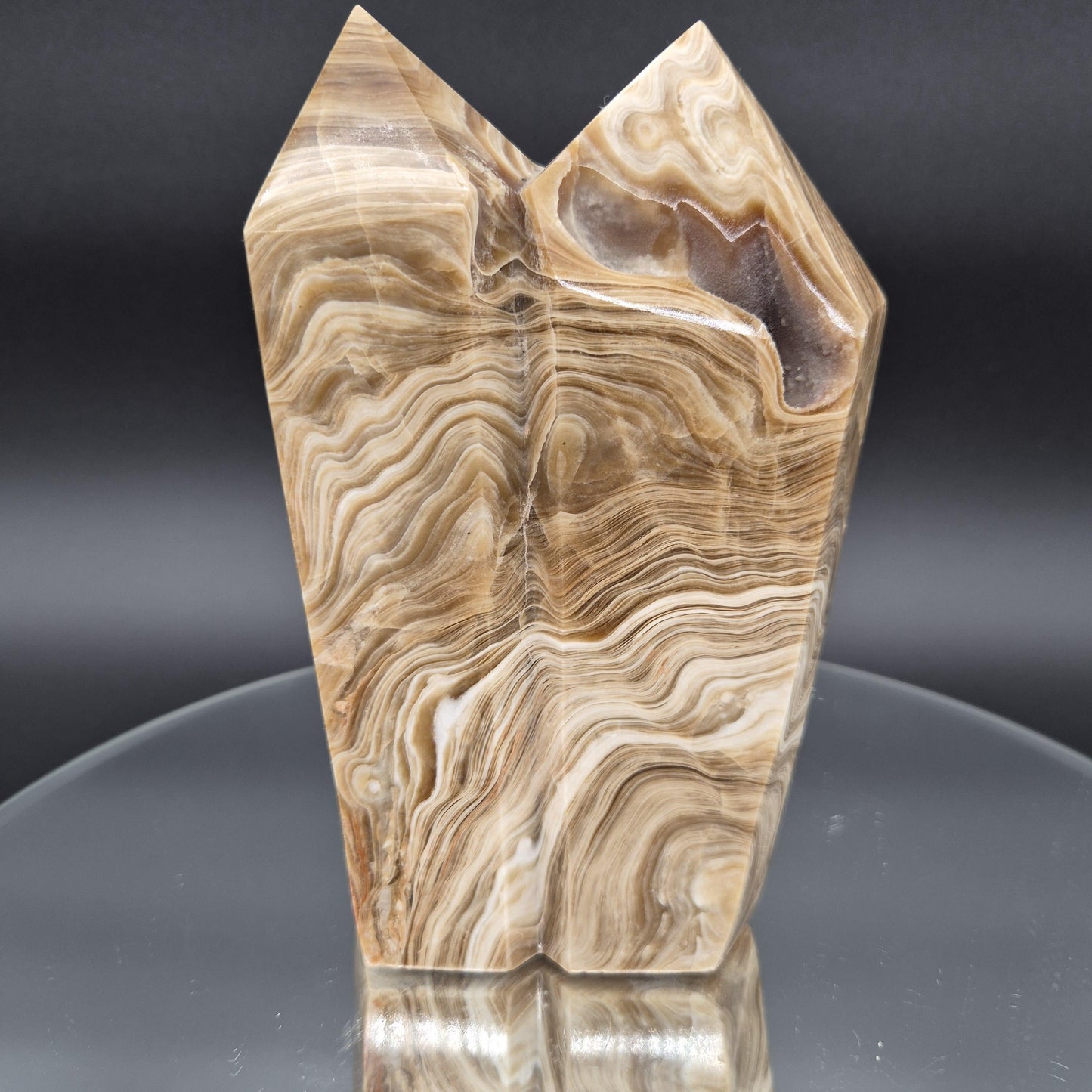 AAA+ Chocolate Banded Calcite Tantric Twin Towers - 3.01 lbs, 7.5 x 4in - Healing Crystal Decor, Meditation, Energy Grid Crystal Hoarder