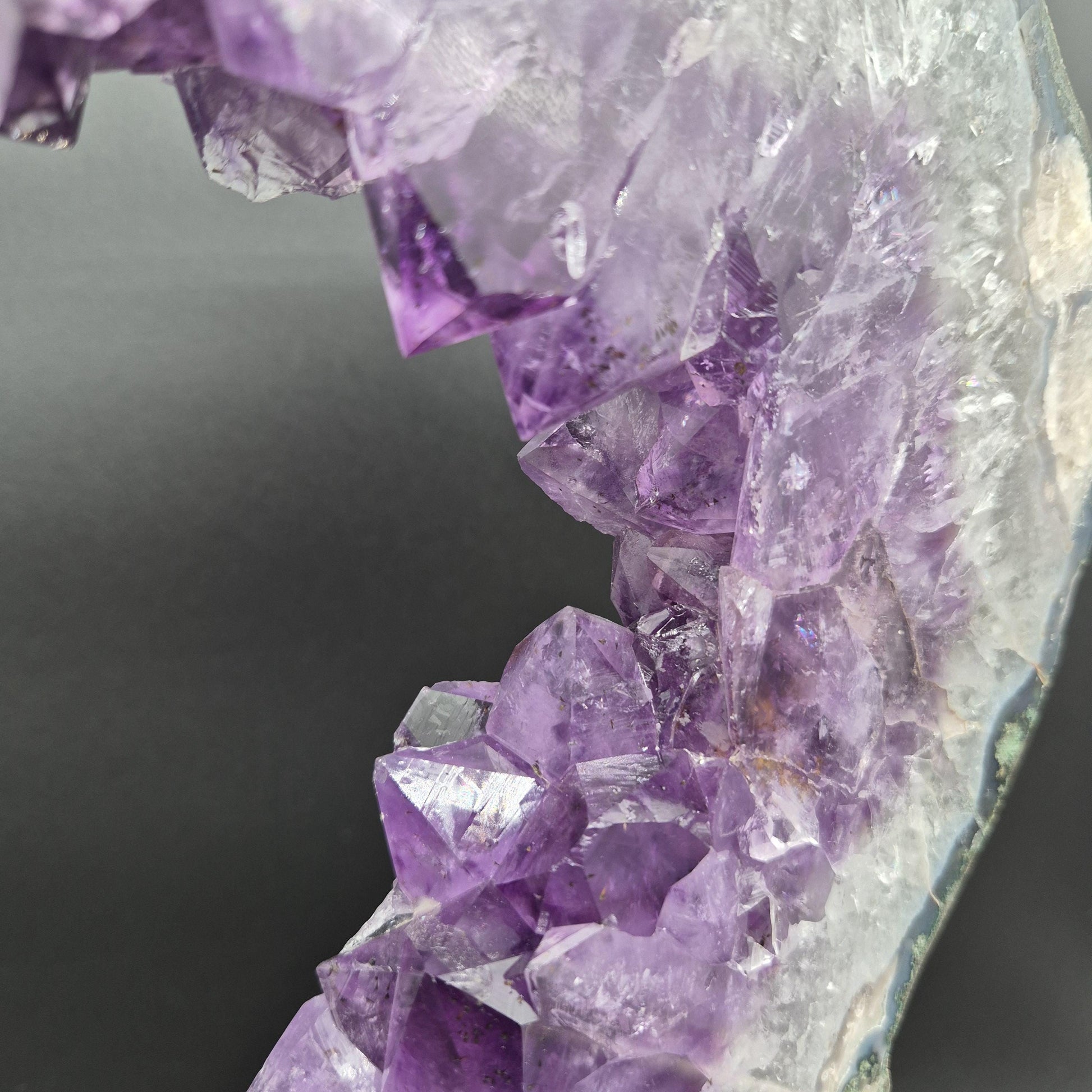AAA+ Amethyst with UV Reactive Calcite Portal on Stand Brazil 13.17 lbs 17x12x1.5 Statement Crystal Display Crystal Hoarder