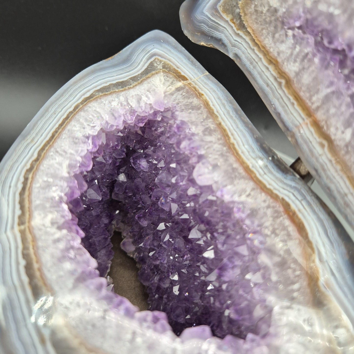 Decorative Amethyst with Blue Banded Agate Jewelry Box Uruguay 9.09 lb 8x7.5x6 Crystal Display Geode Crystal Hoarder