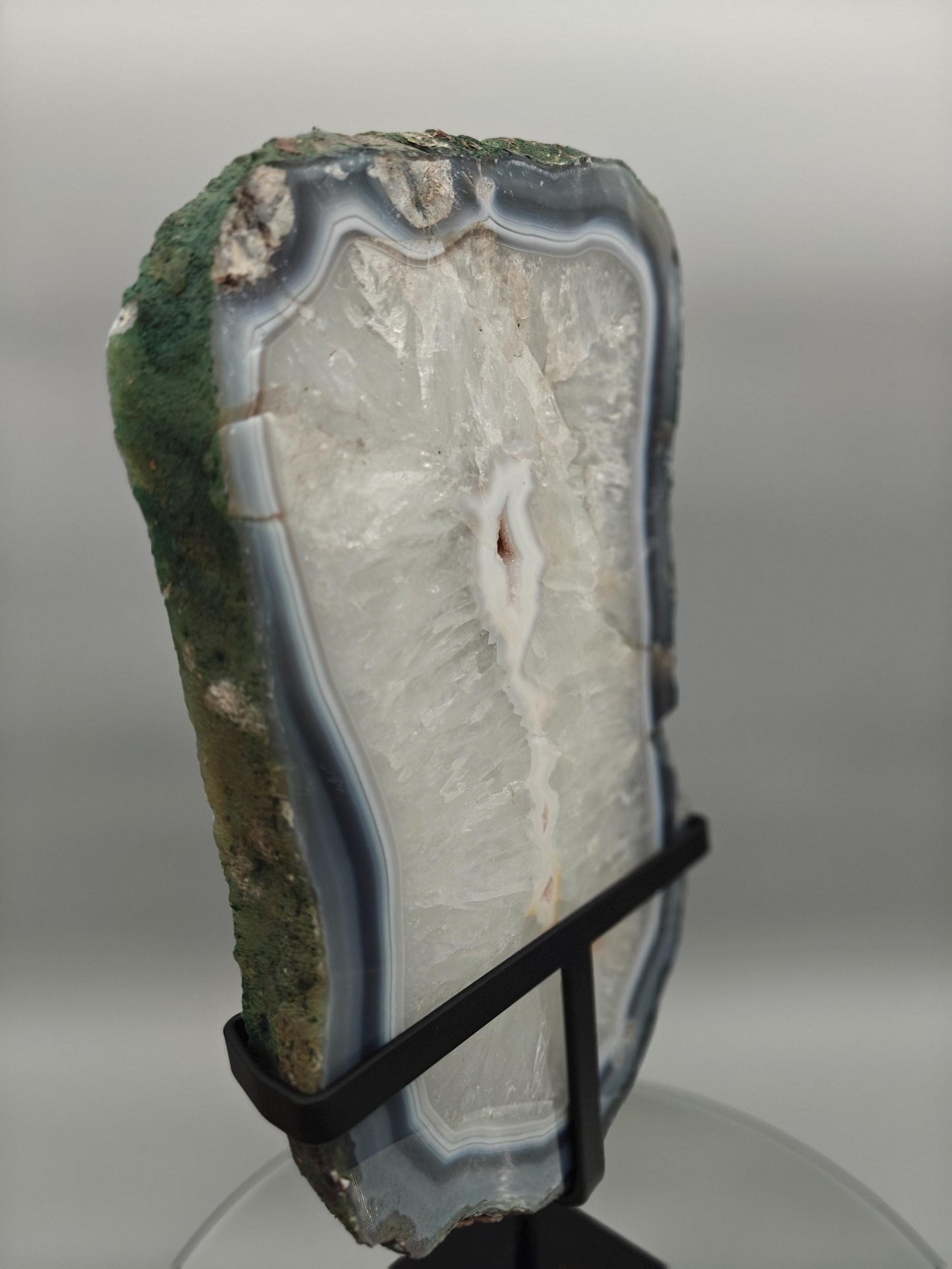 Huge Fully Polished Blue Banded Agate Slab - Backlit Display - 15.5 x 7in – 9.82 lbs - Natural Brazilian Stone Crystal Hoarder