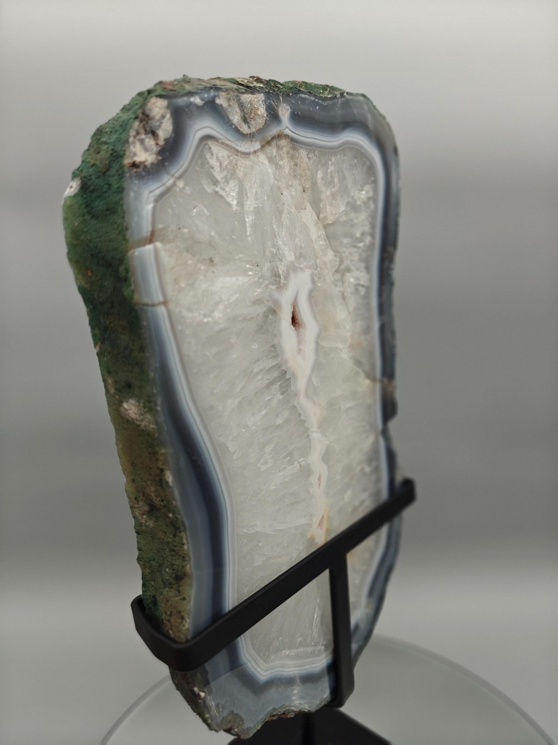 Huge Fully Polished Blue Banded Agate Slab - Backlit Display - 15.5 x 7in – 9.82 lbs - Natural Brazilian Stone Crystal Hoarder